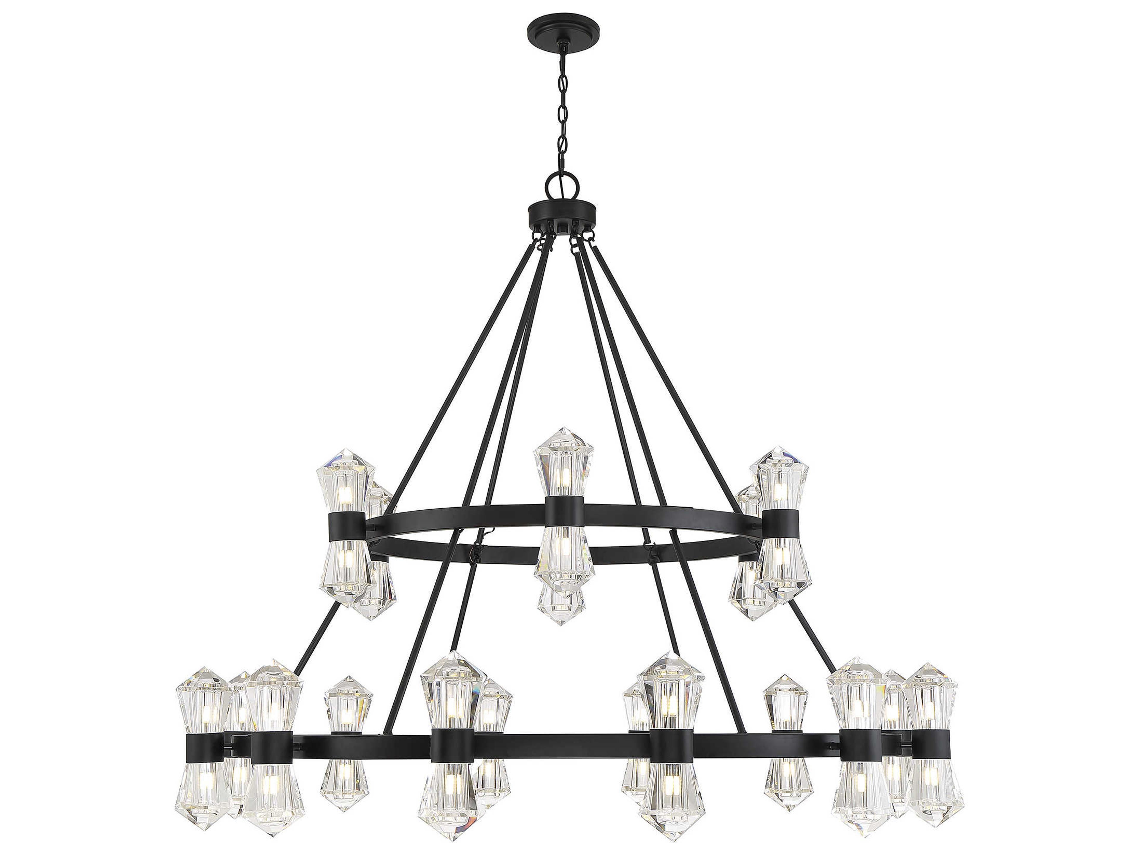 Dryden 36-Light Matte Black Crystal LED Tiered Chandelier