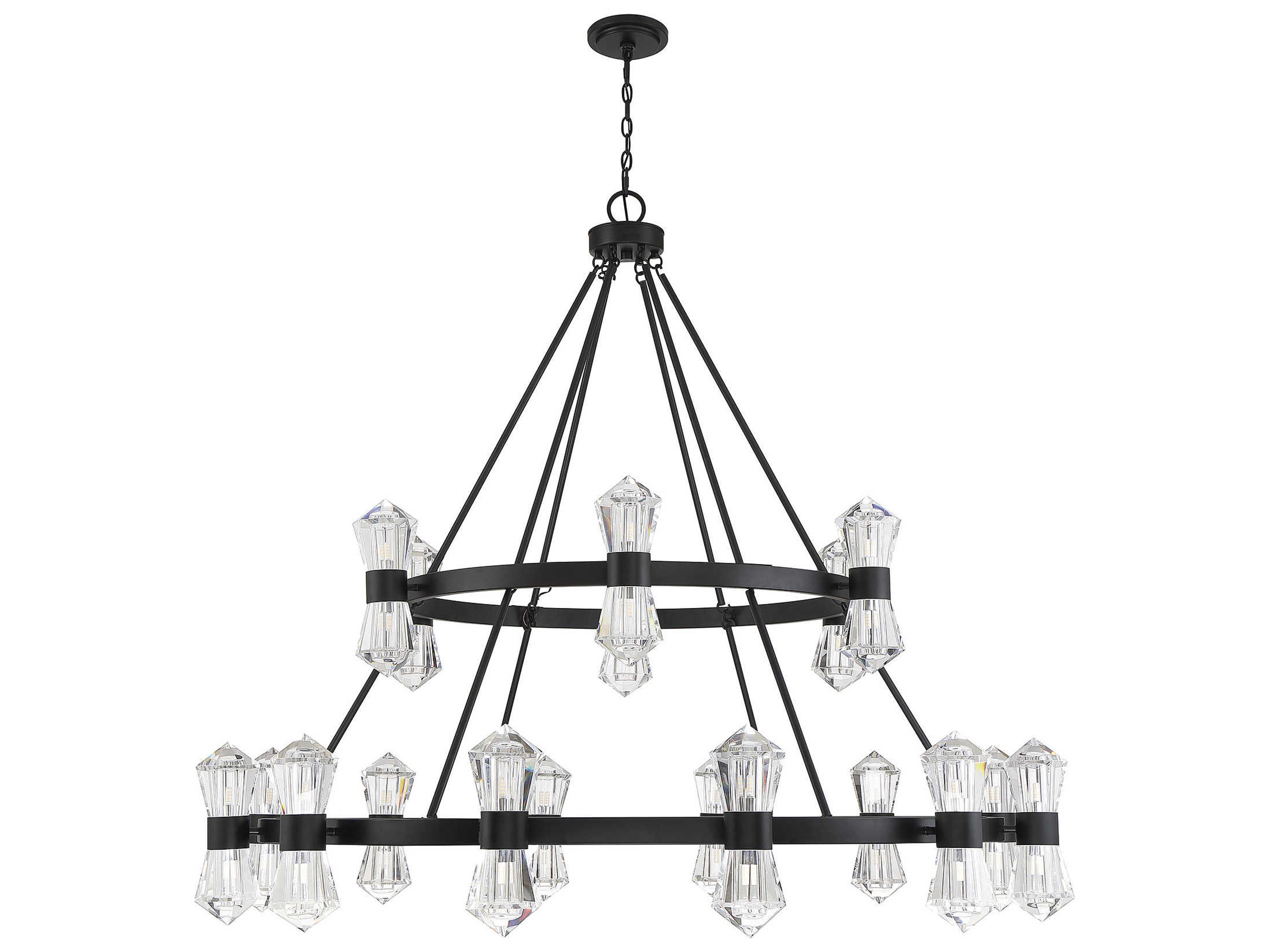 Savoy House Dryden 36-Light Matte Black Crystal LED Tiered Chandelier