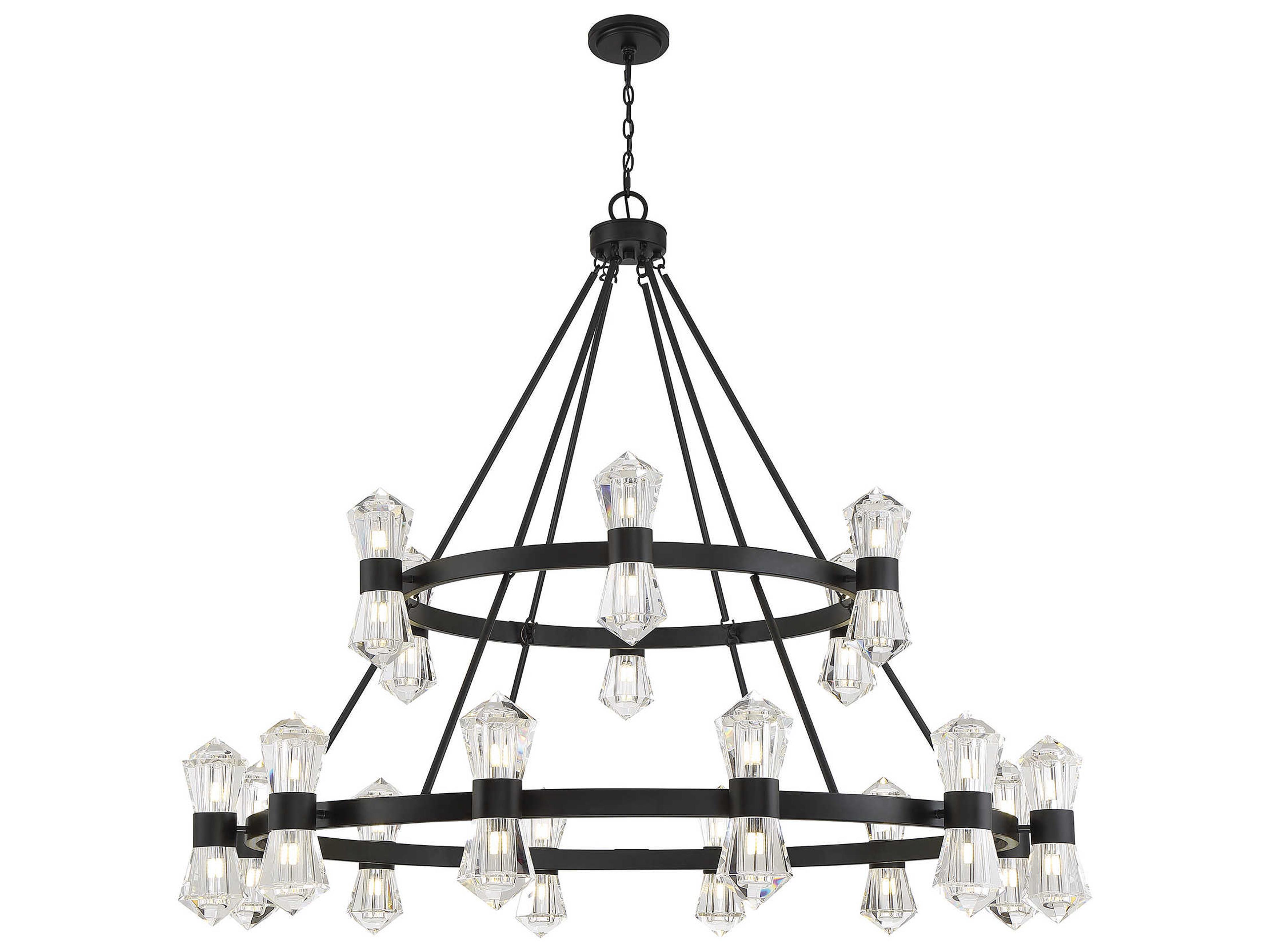 Savoy House Dryden 36-Light Matte Black Crystal LED Tiered Chandelier