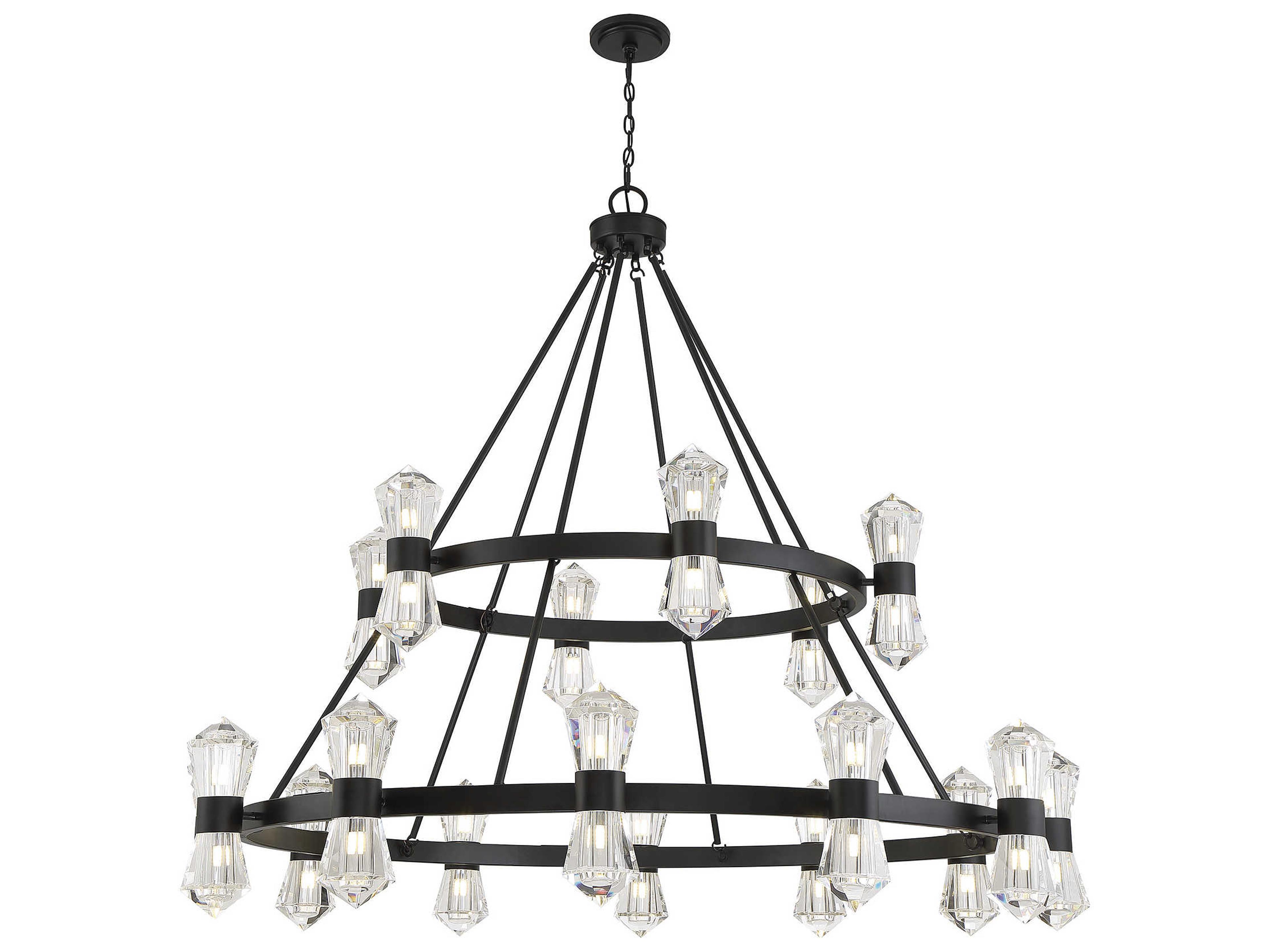 Savoy House Dryden 36-Light Matte Black Crystal LED Tiered Chandelier