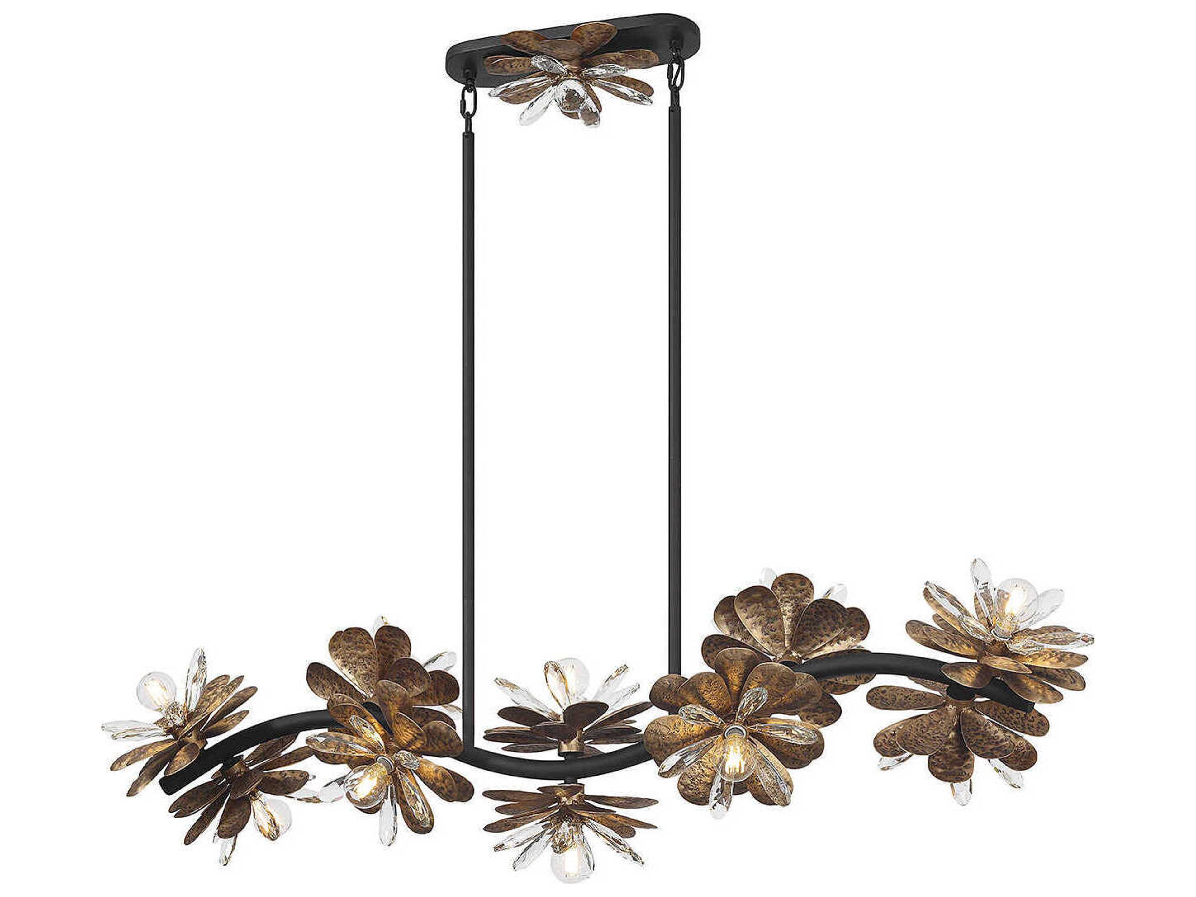 Giselle 10-Light Delphine Bronze Crystal Linear Island Pendant