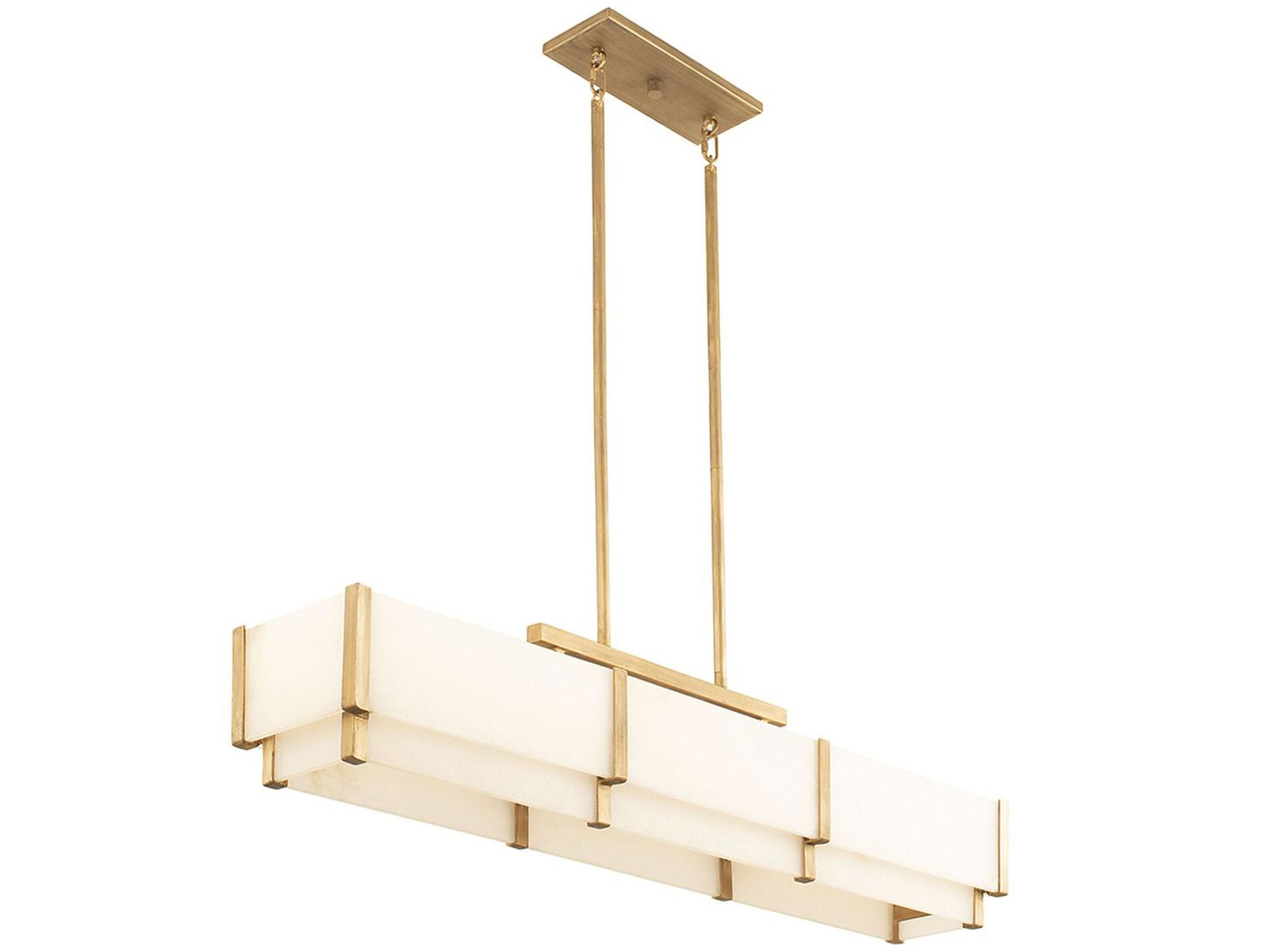 Savoy House Orleans 5-Light Distressed Gold Glass Linear Island Pendant