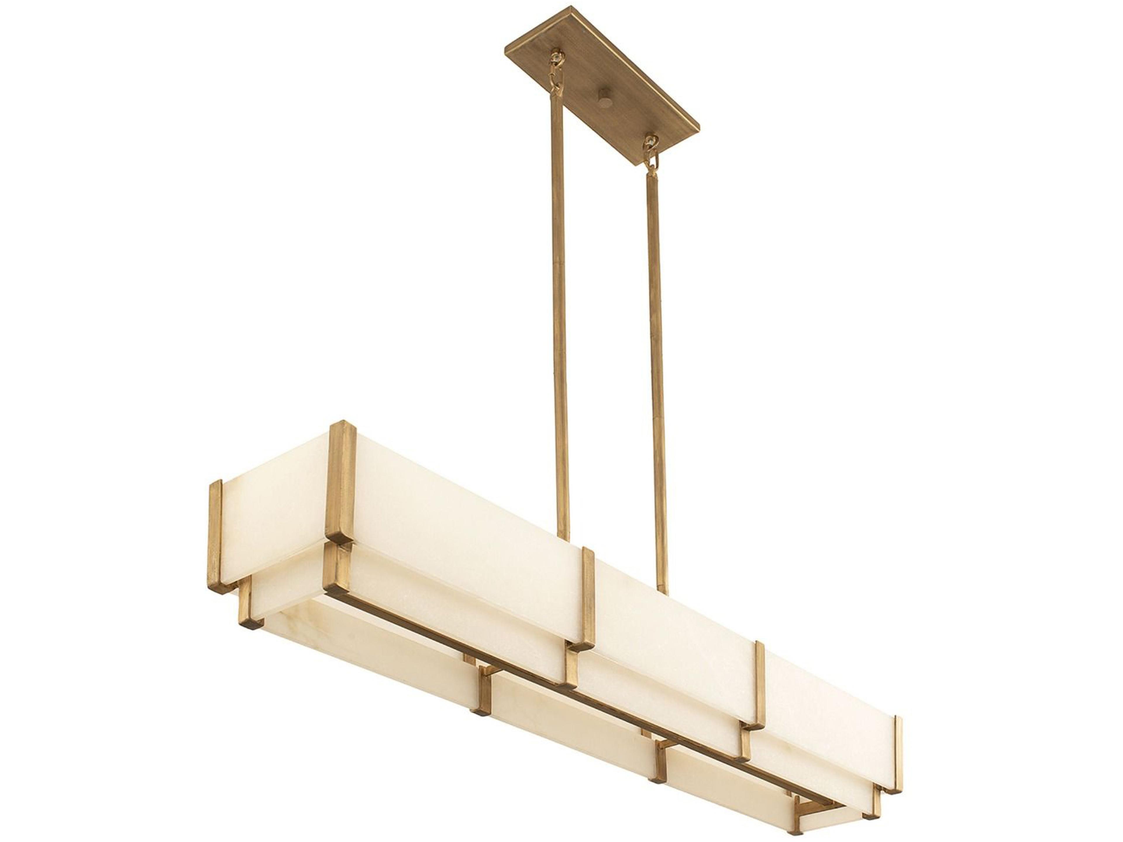 Savoy House Orleans 5-Light Distressed Gold Glass Linear Island Pendant