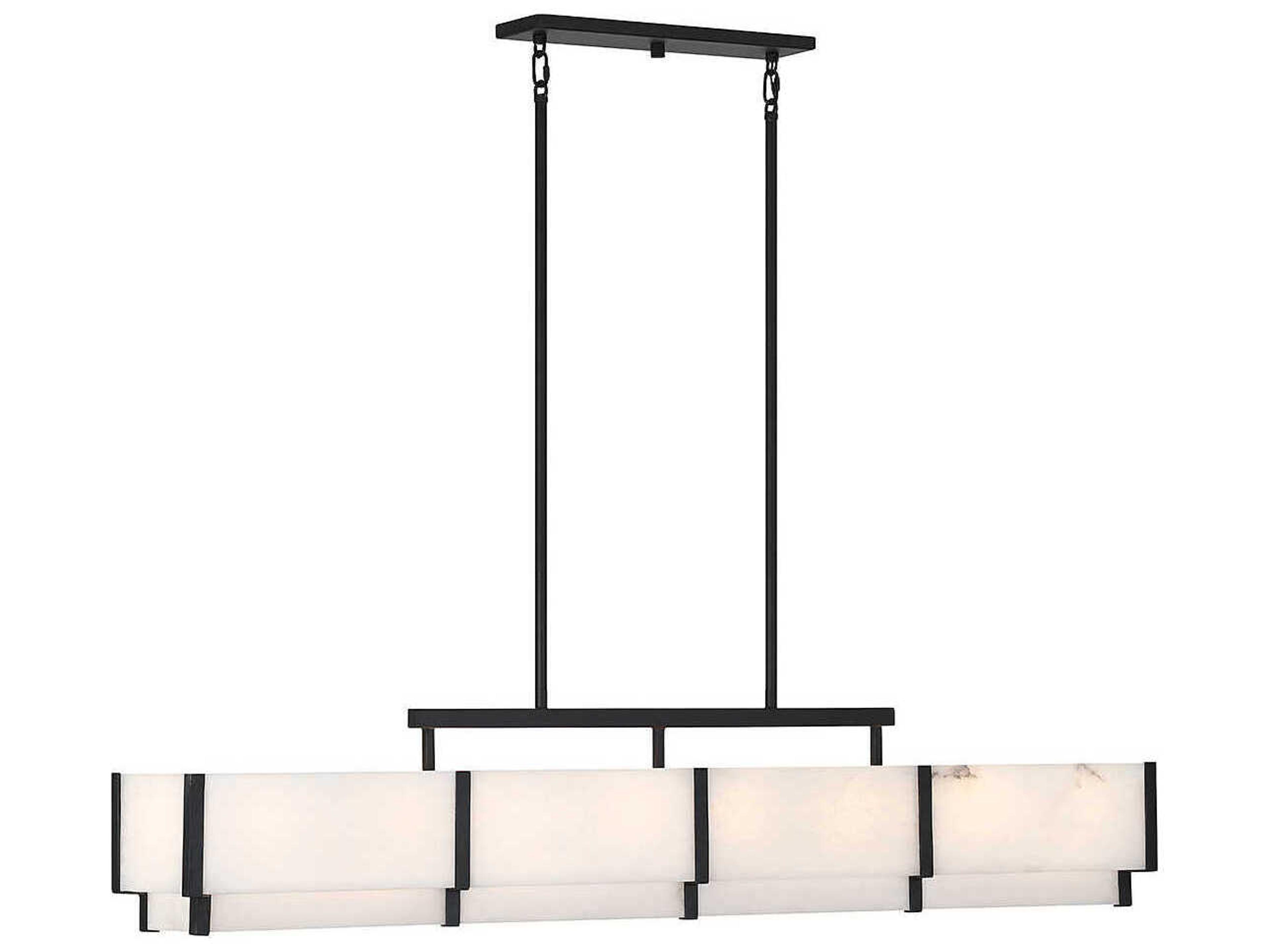 Orleans 8-Light Black Cashmere Linear Island Pendant