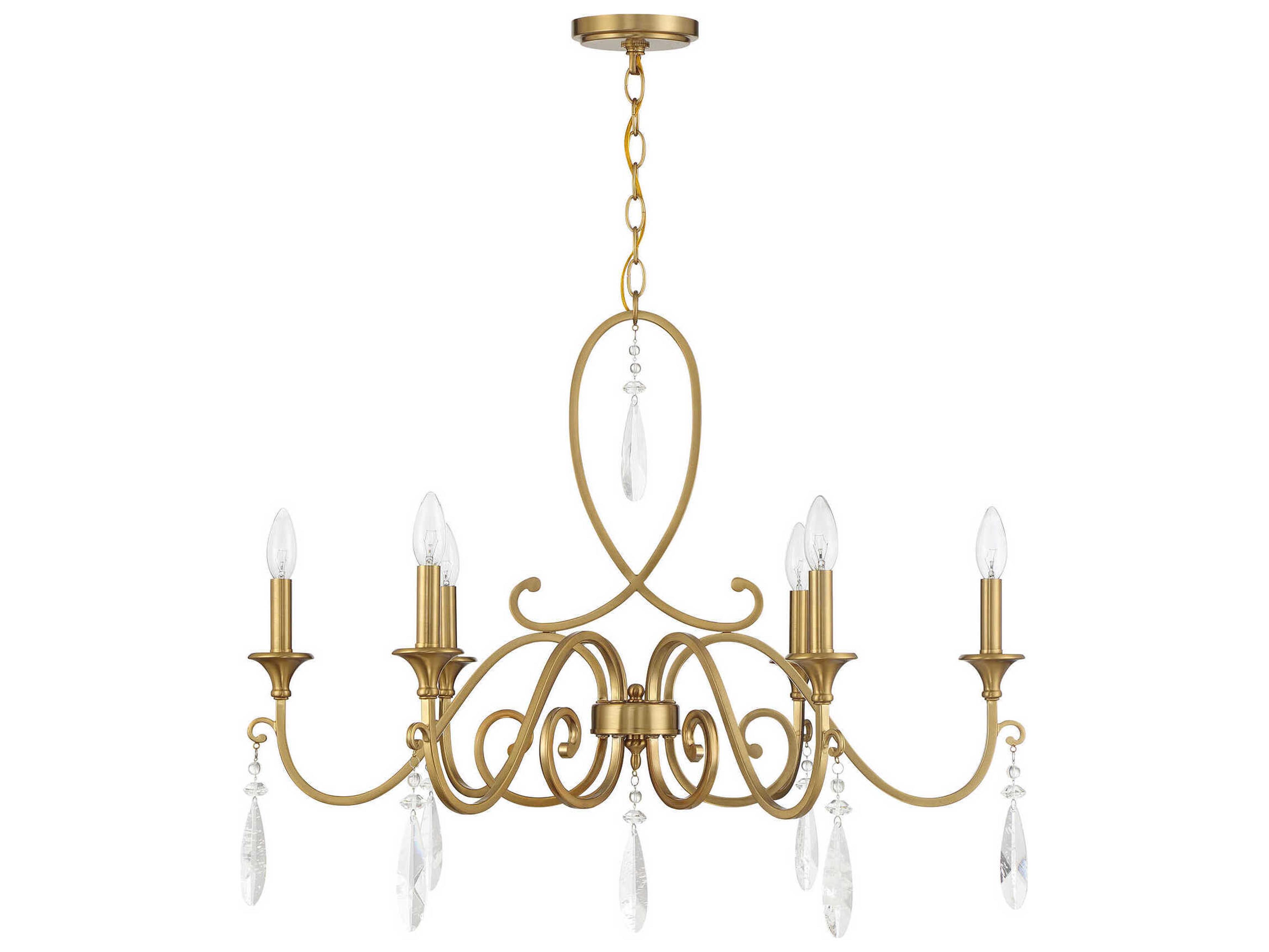 Savoy House Fairchild 6-Light Warm Brass Candelabra Chandelier