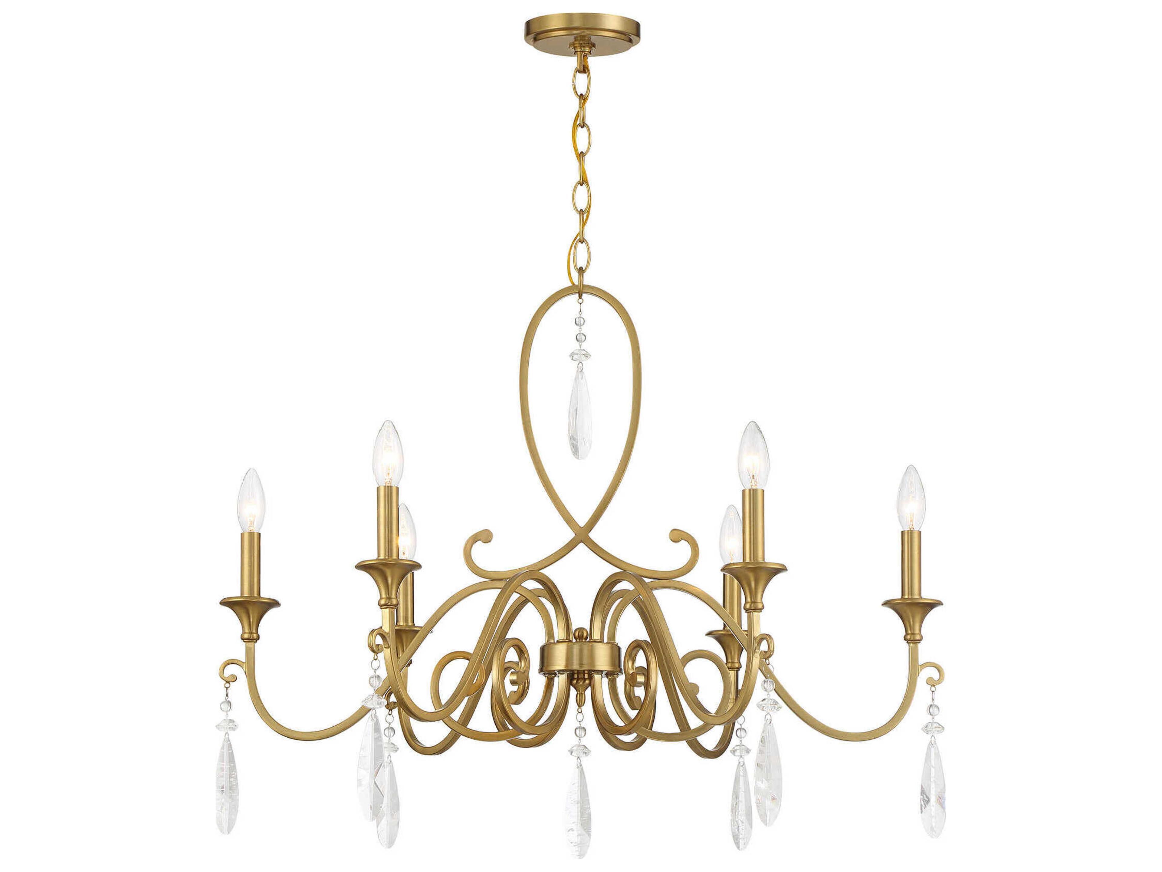 Savoy House Fairchild 6-Light Warm Brass Candelabra Chandelier