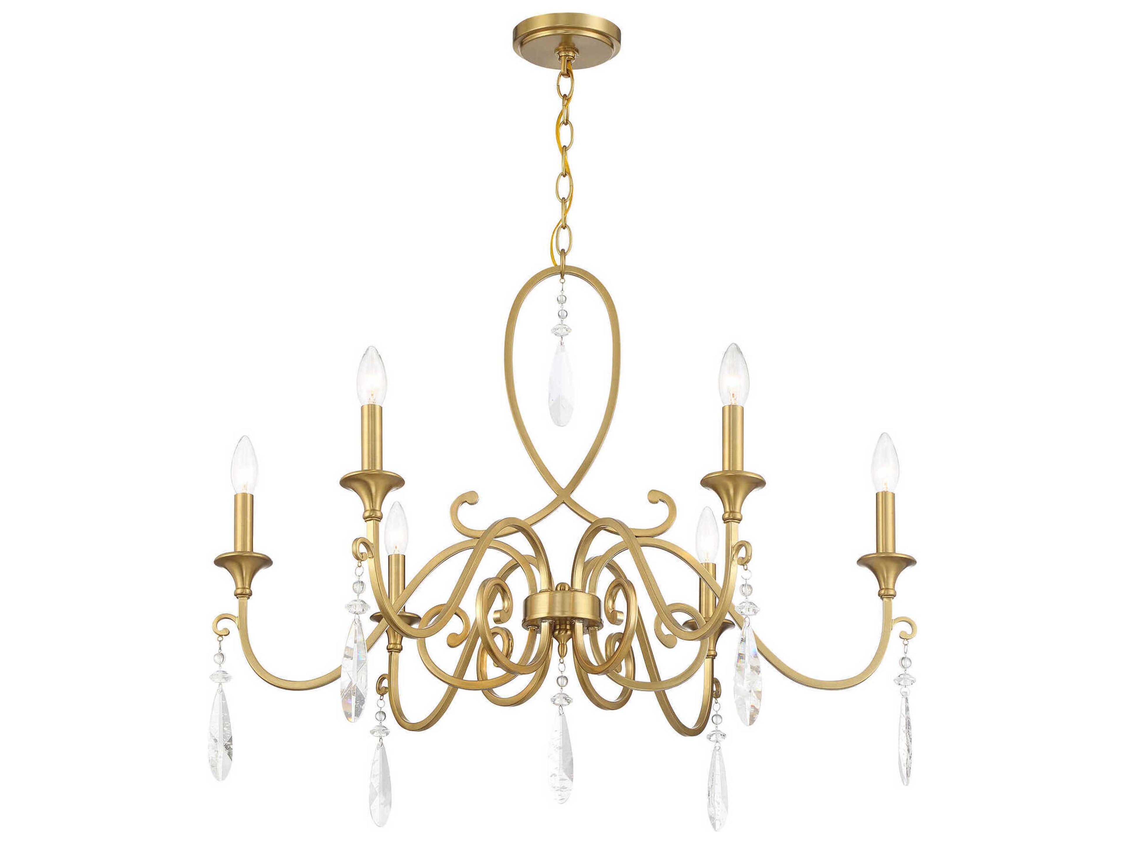 Savoy House Fairchild 6-Light Warm Brass Candelabra Chandelier