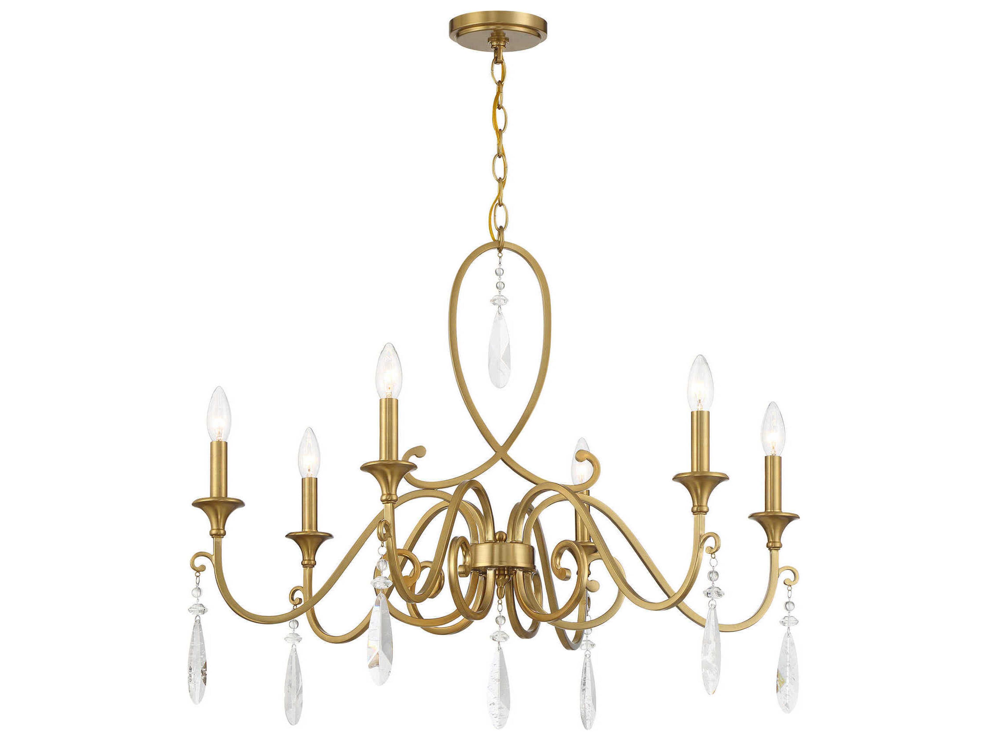 Savoy House Fairchild 6-Light Warm Brass Candelabra Chandelier