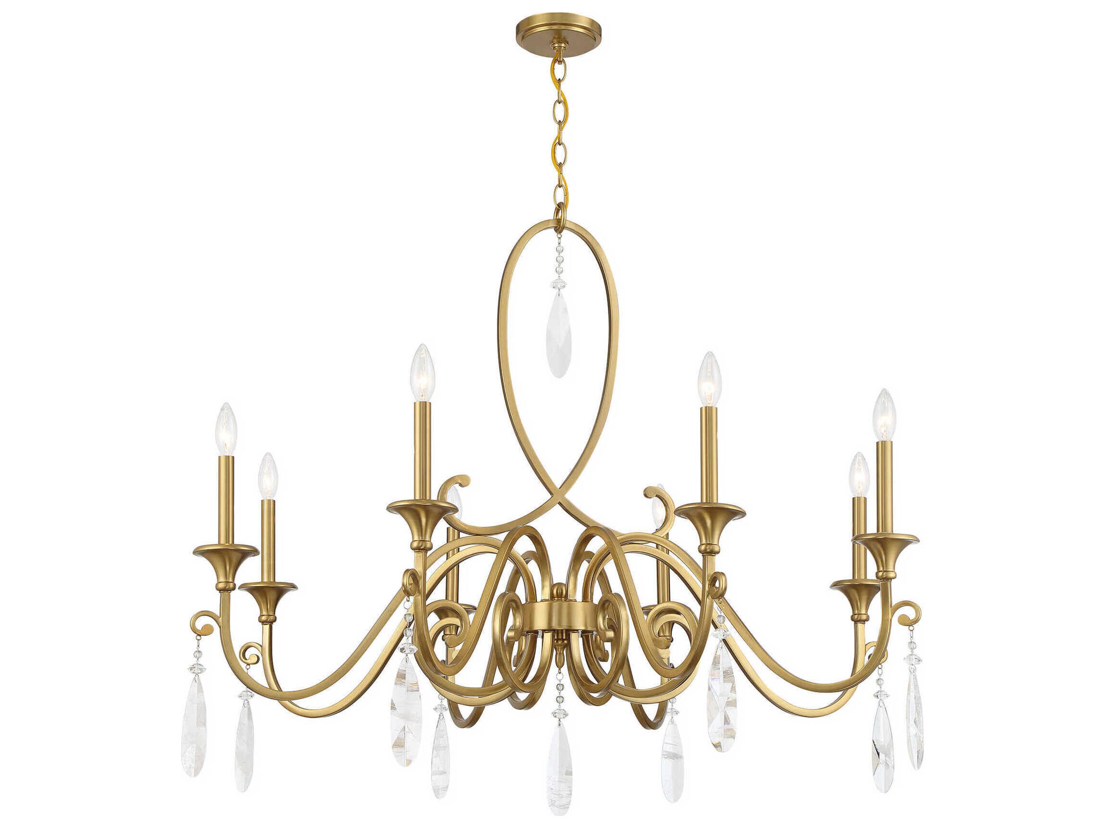 Savoy House Fairchild 8-Light Warm Brass Candelabra Chandelier