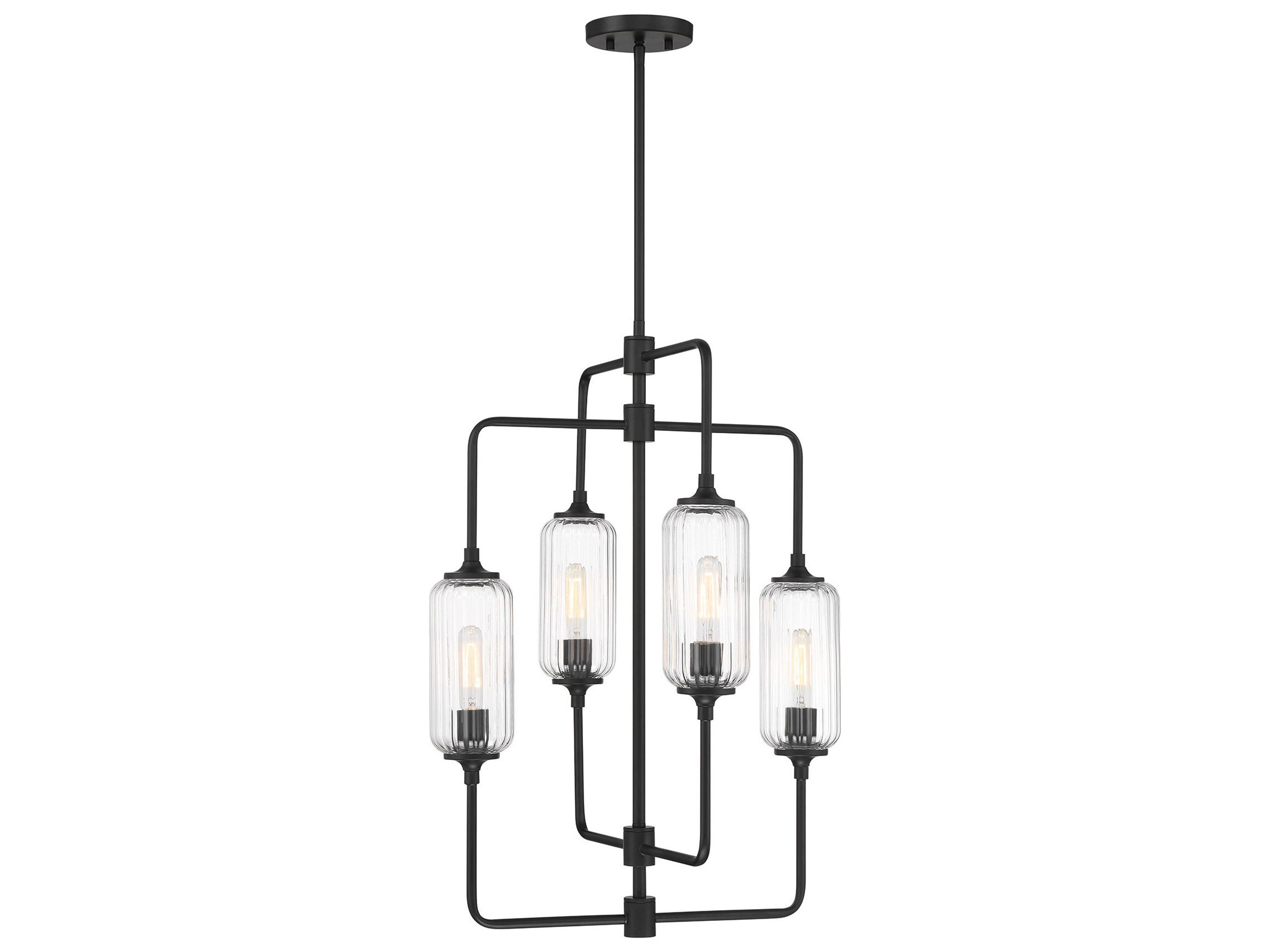 Holton 4-Light Matte Black Geometric Chandelier