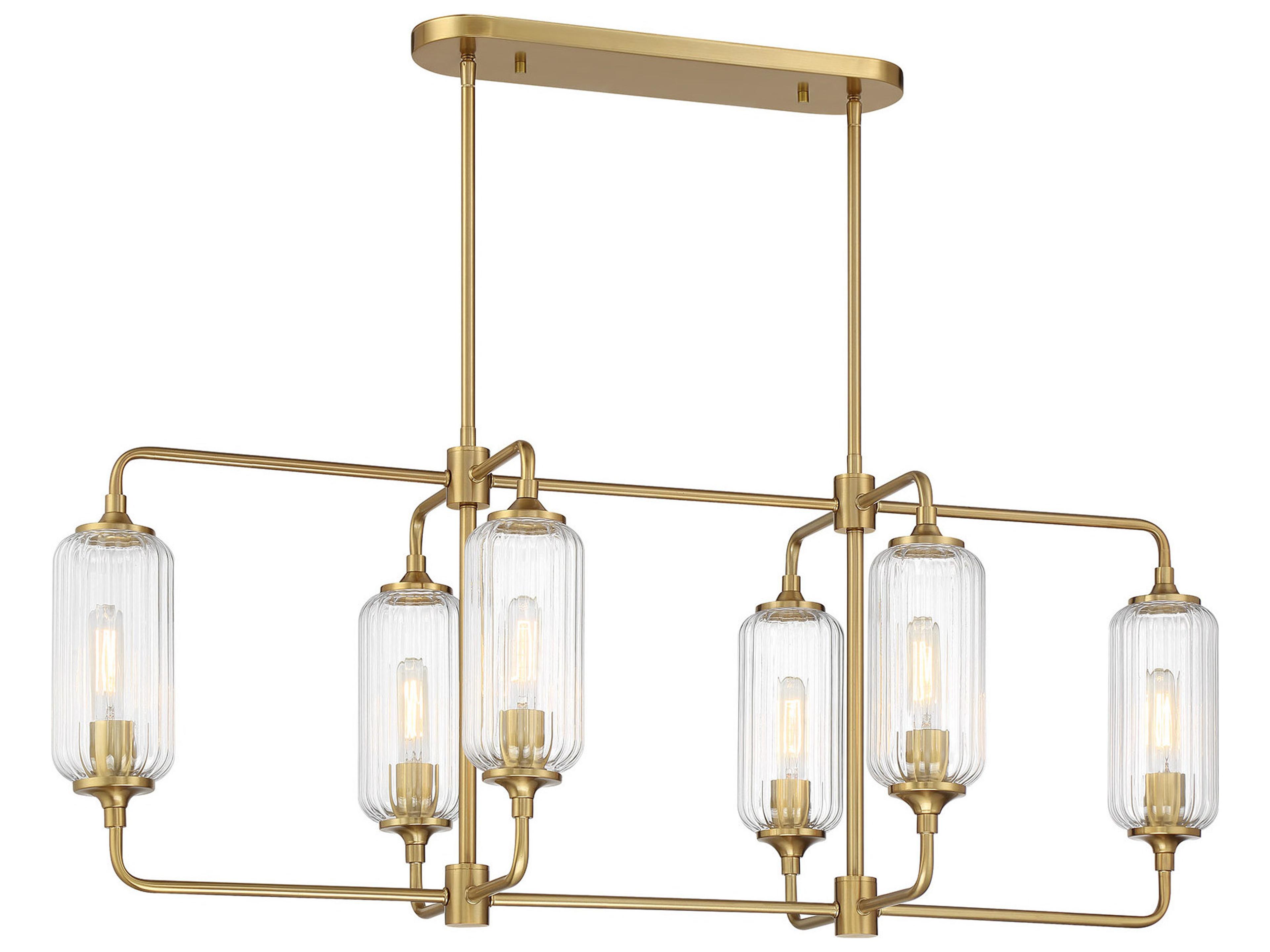 Holton 6-Light Warm Brass Geometric Island Pendant