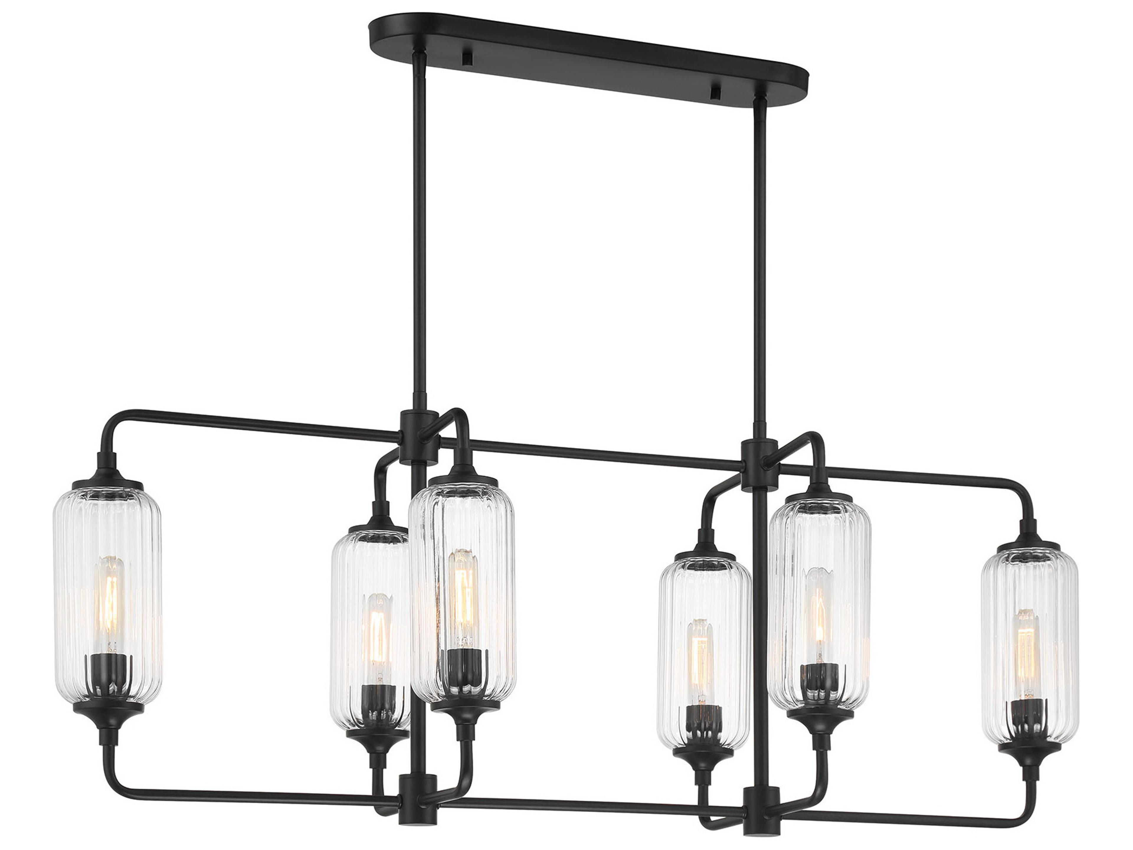 Holton 6-Light Matte Black Geometric Island Pendant