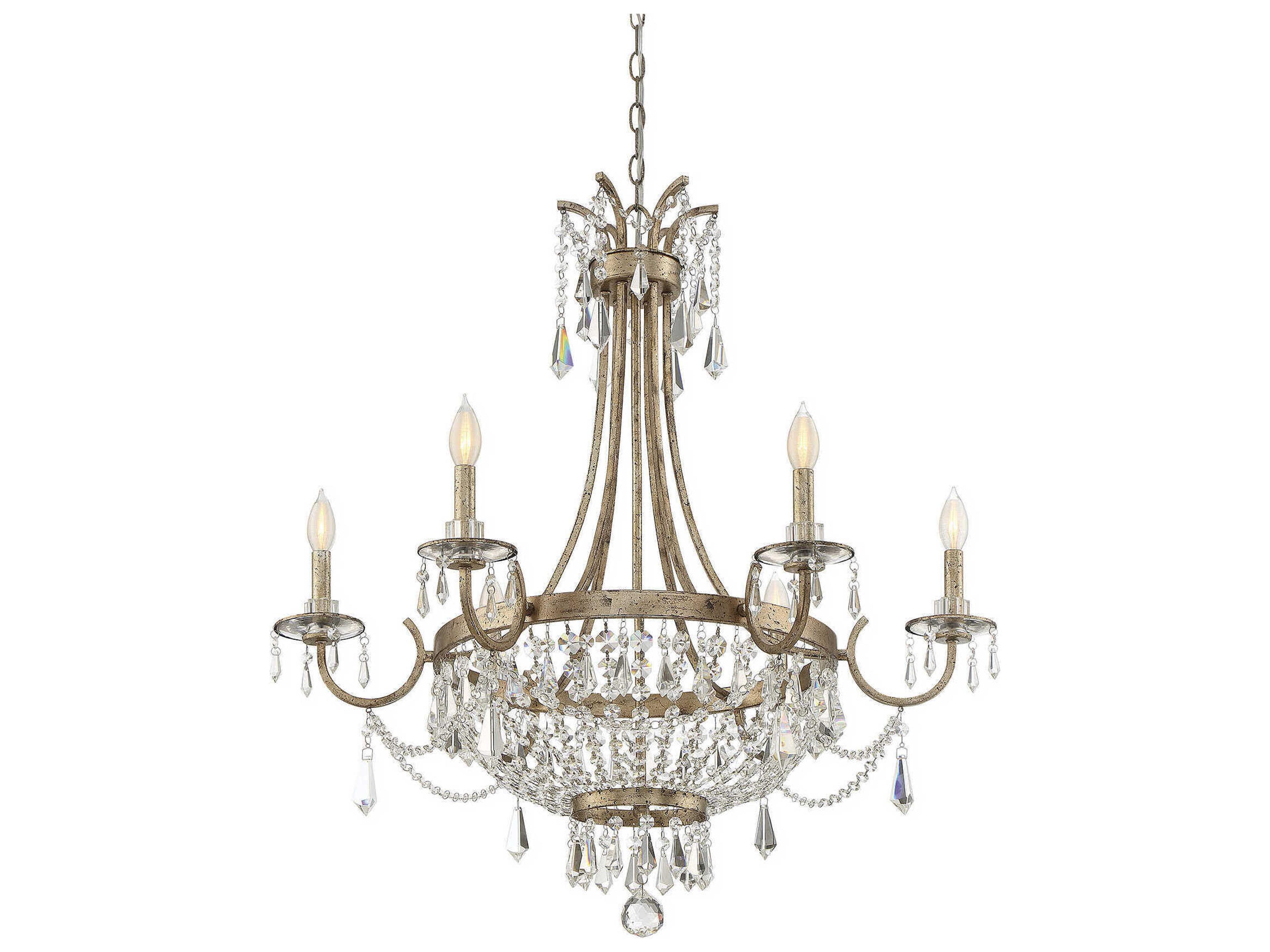 Savoy House Claiborne 6-Light Avalite Clear Crystal Candelabra Chandelier
