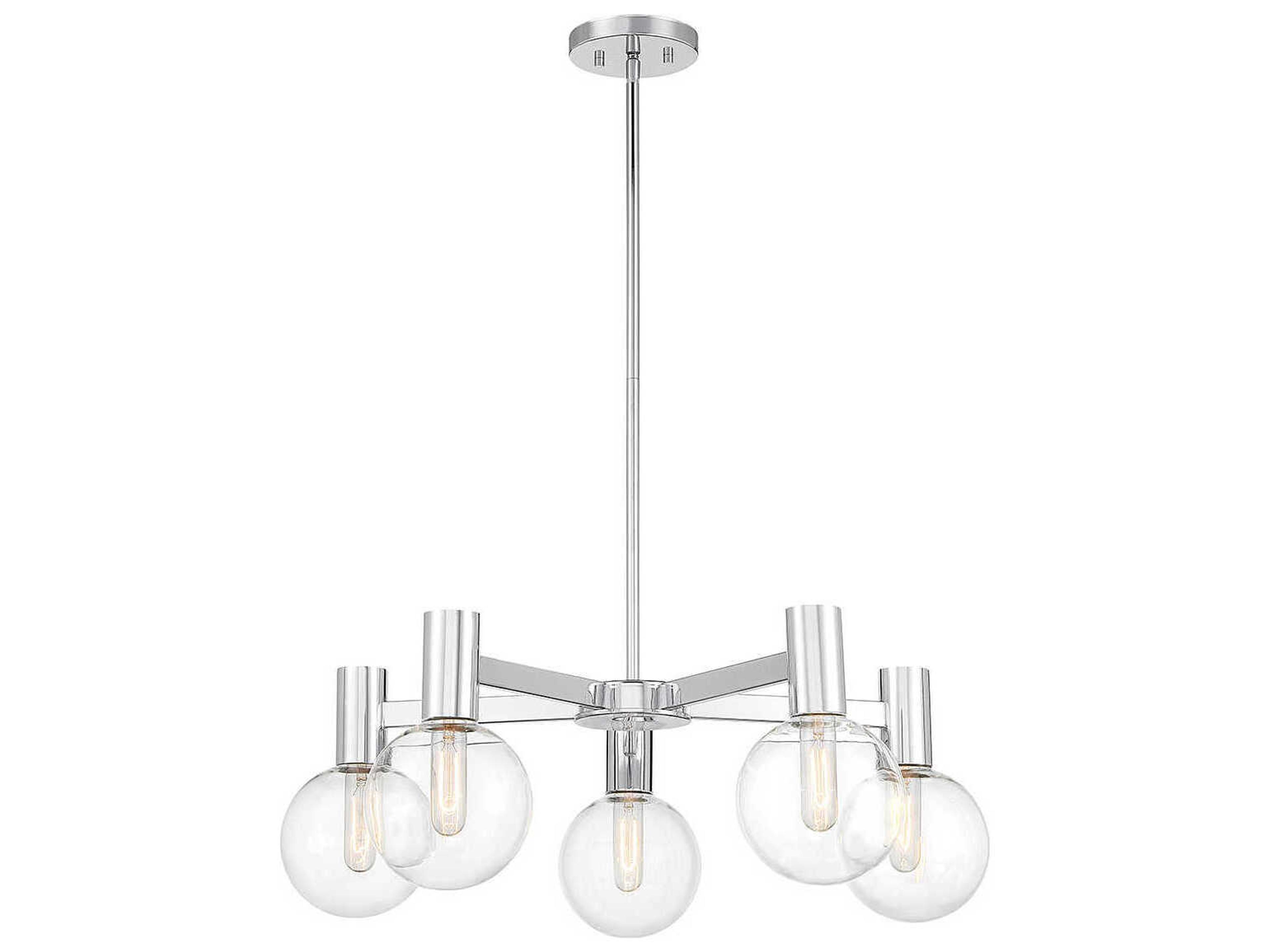 Wright 5-Light Chrome Glass Globe Chandelier