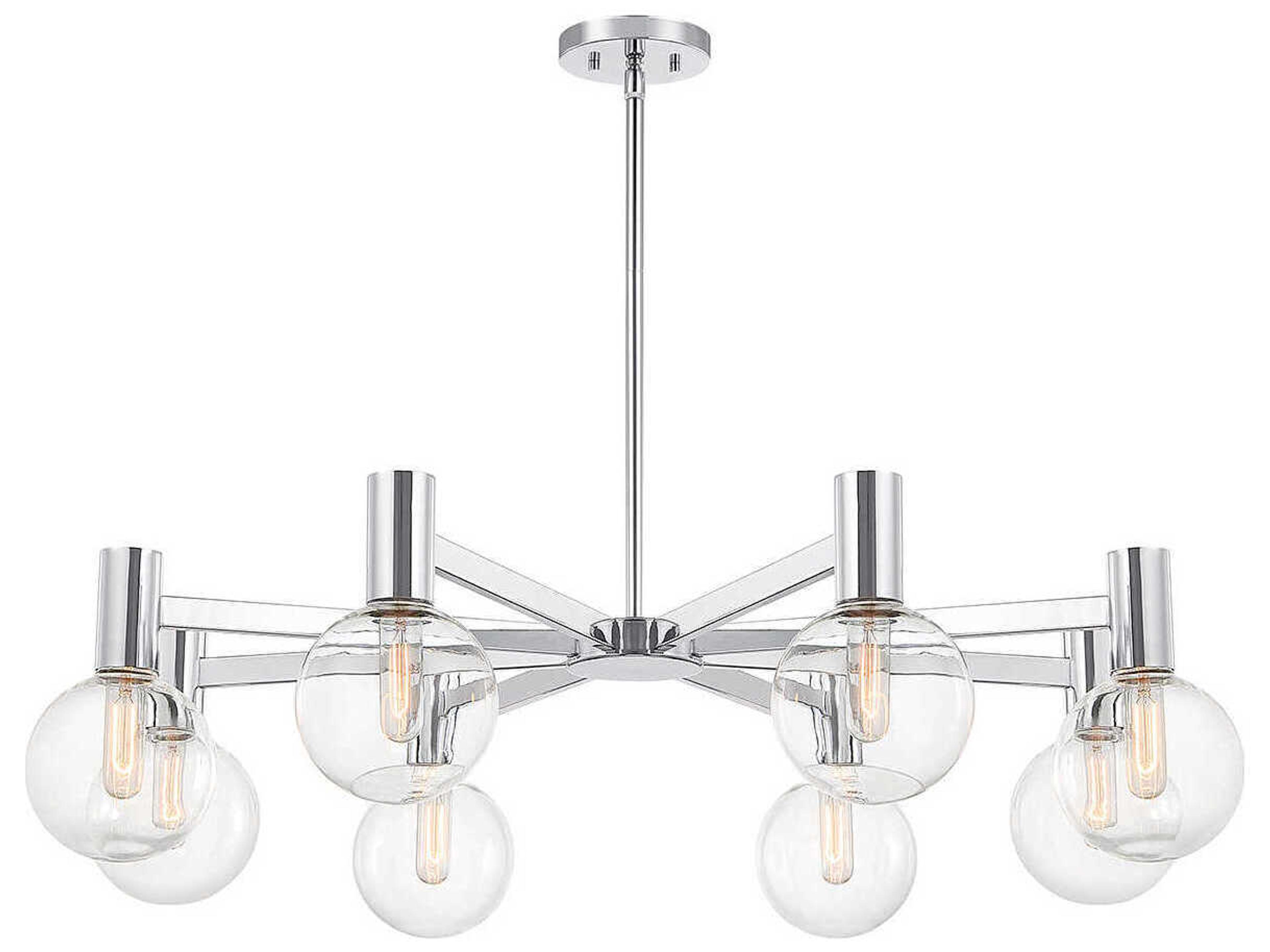 Wright 8-Light Chrome Glass Globe Chandelier