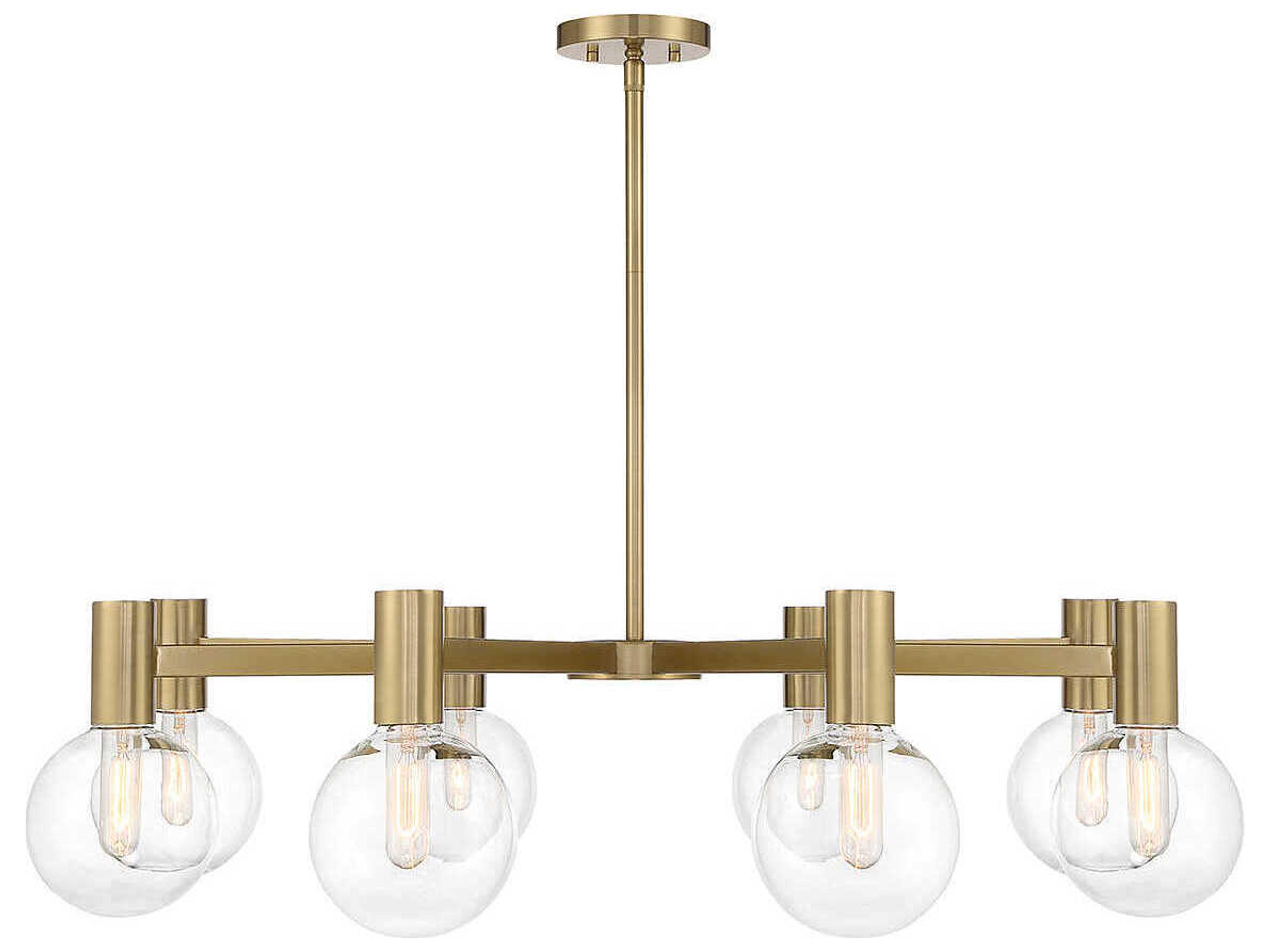 Savoy House Wright 8-Light Warm Brass Glass Globe Chandelier