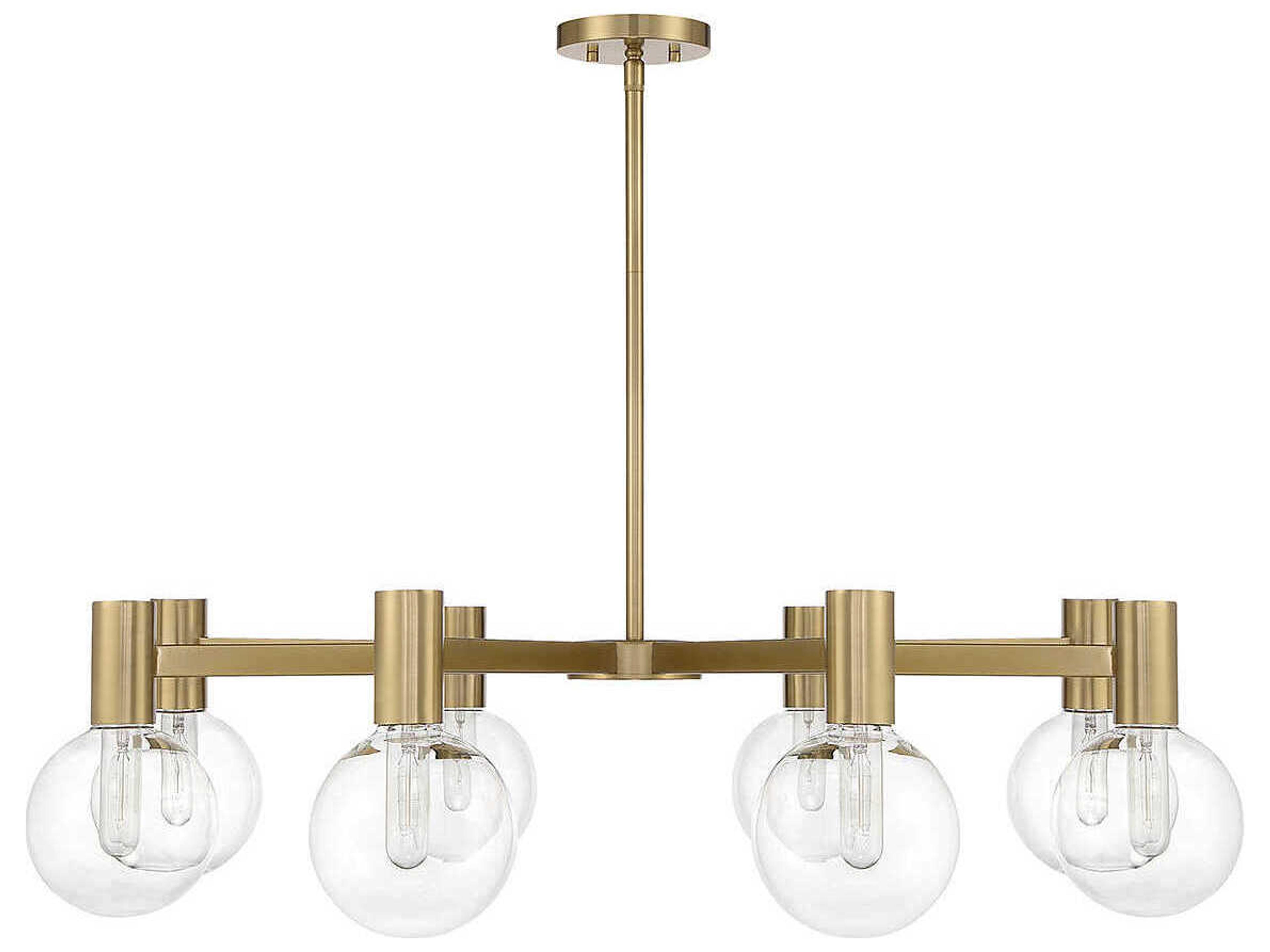 Savoy House Wright 8-Light Warm Brass Glass Globe Chandelier