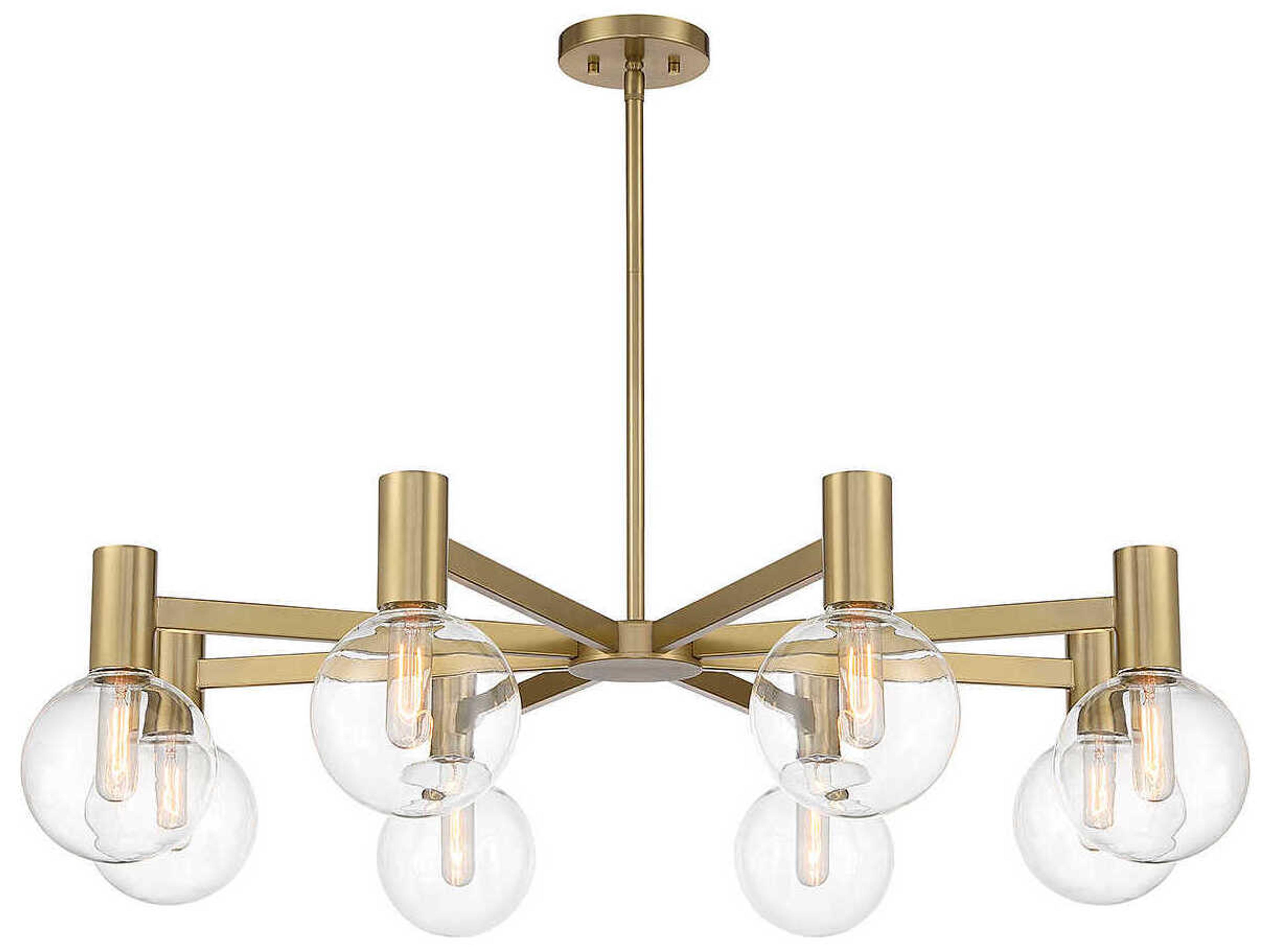 Wright 8-Light Warm Brass Glass Globe Chandelier