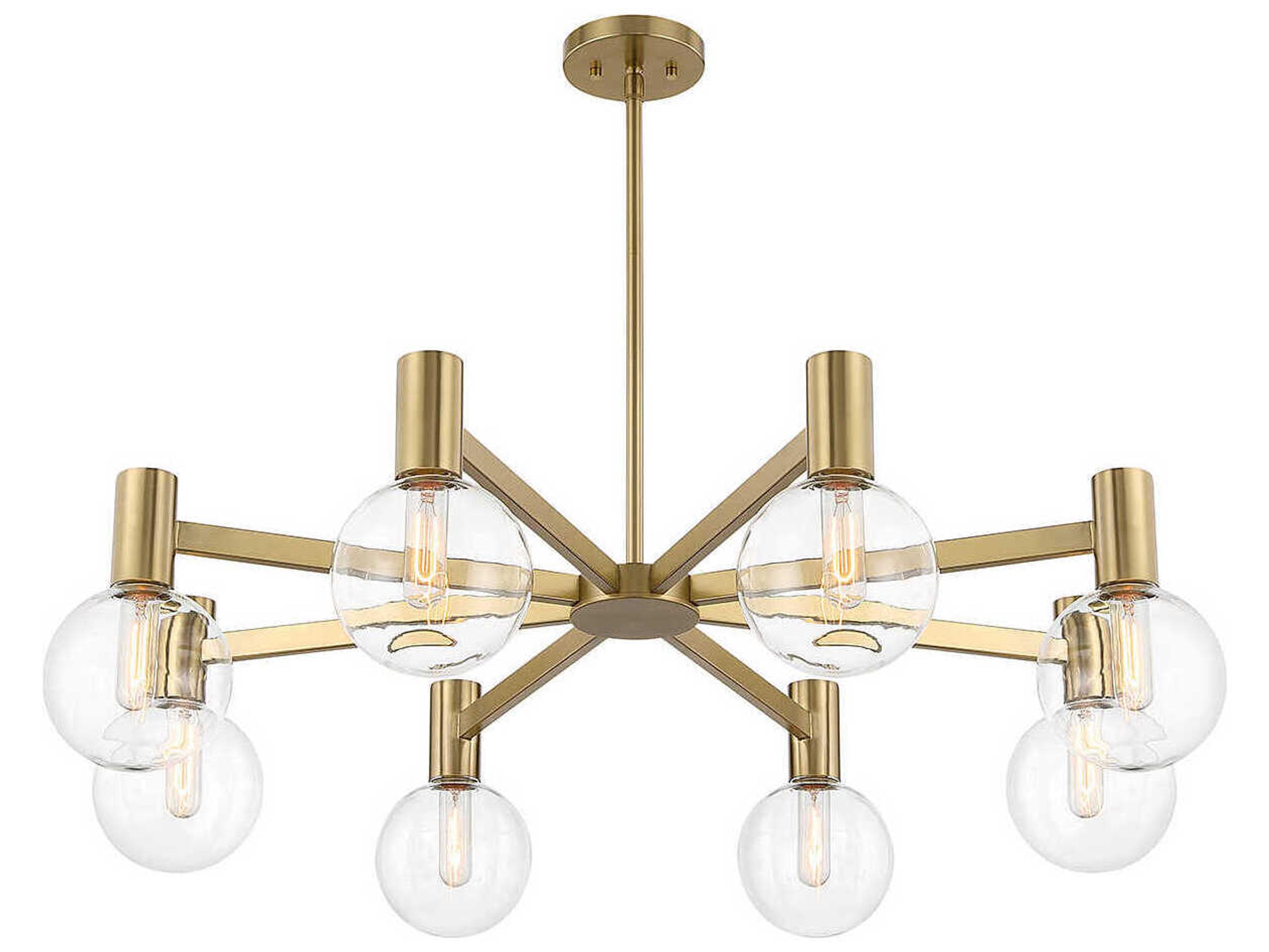 Savoy House Wright 8-Light Warm Brass Glass Globe Chandelier