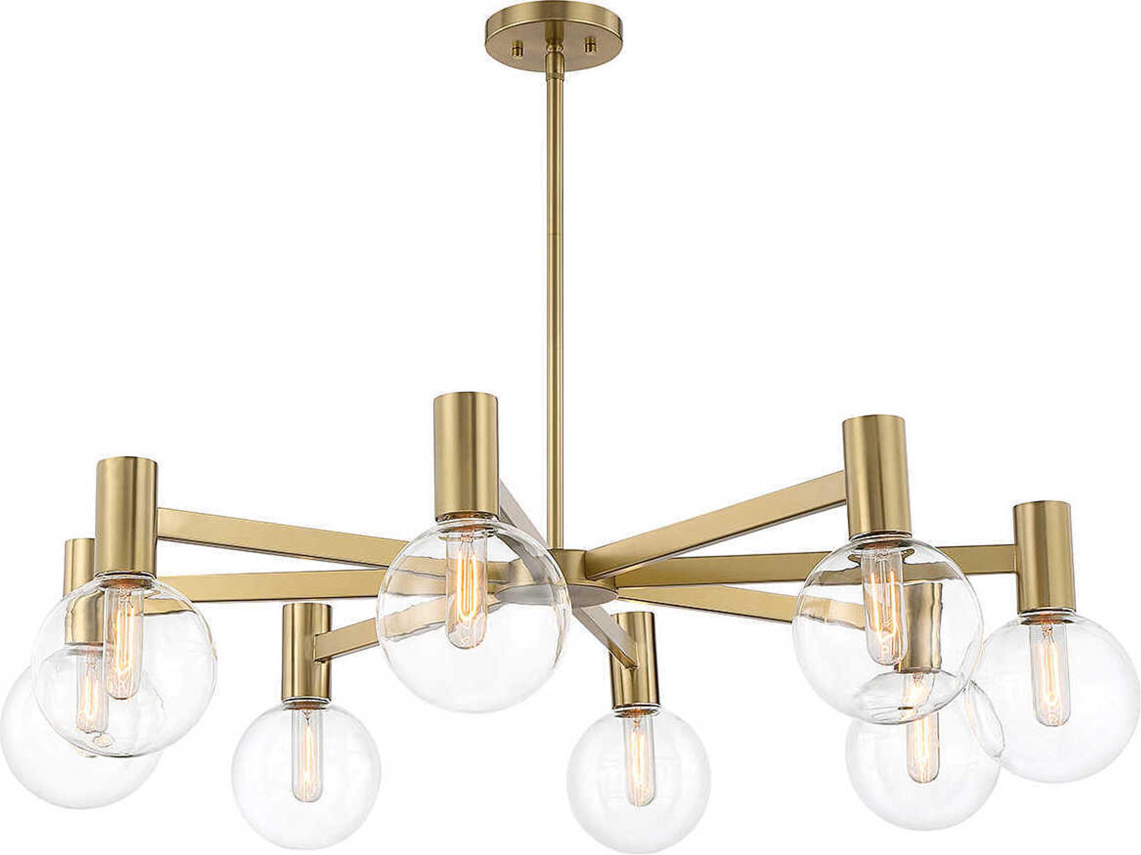 Savoy House Wright 8-Light Warm Brass Glass Globe Chandelier