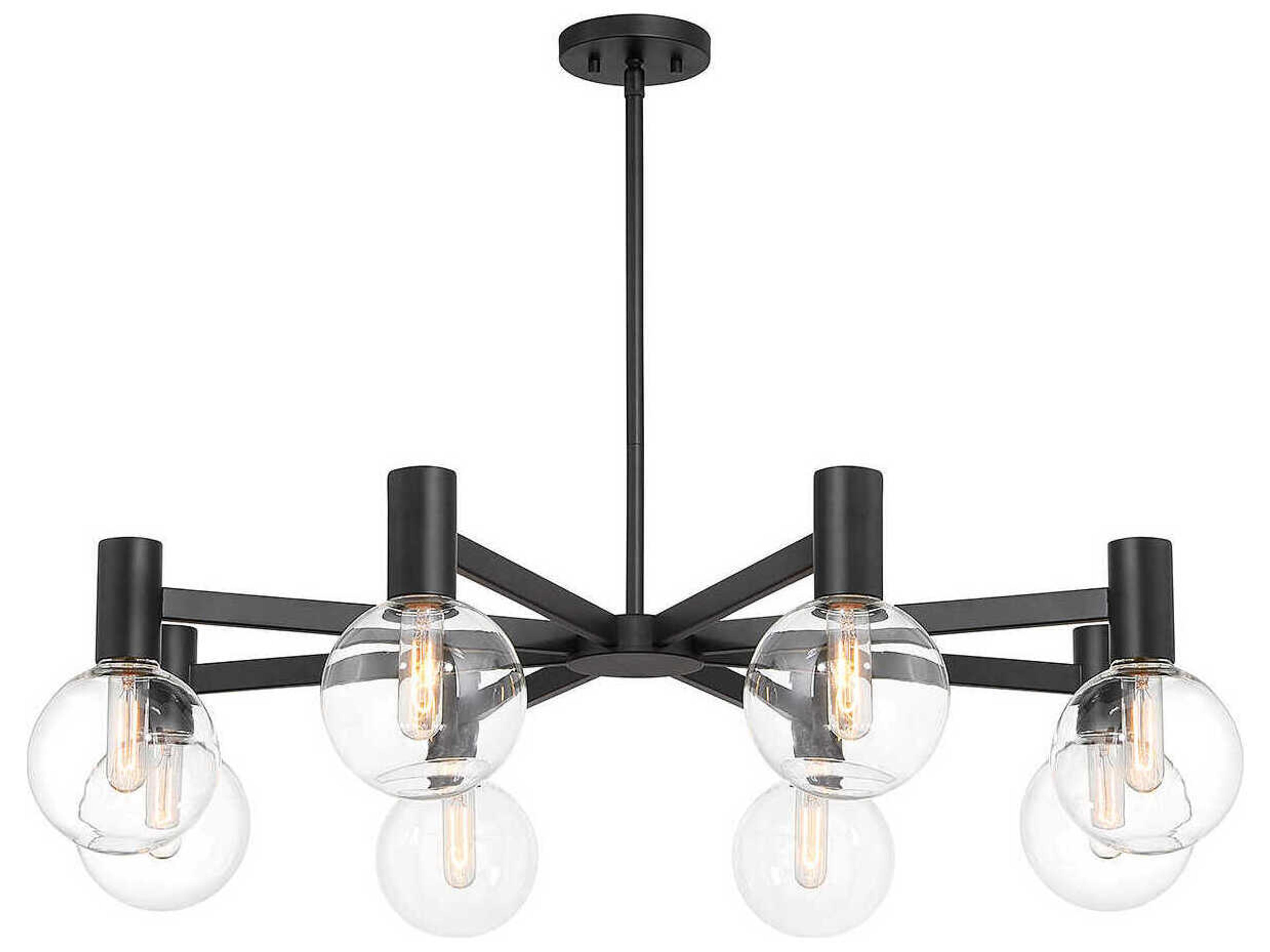 Wright 8-Light Matte Black Glass Globe Chandelier