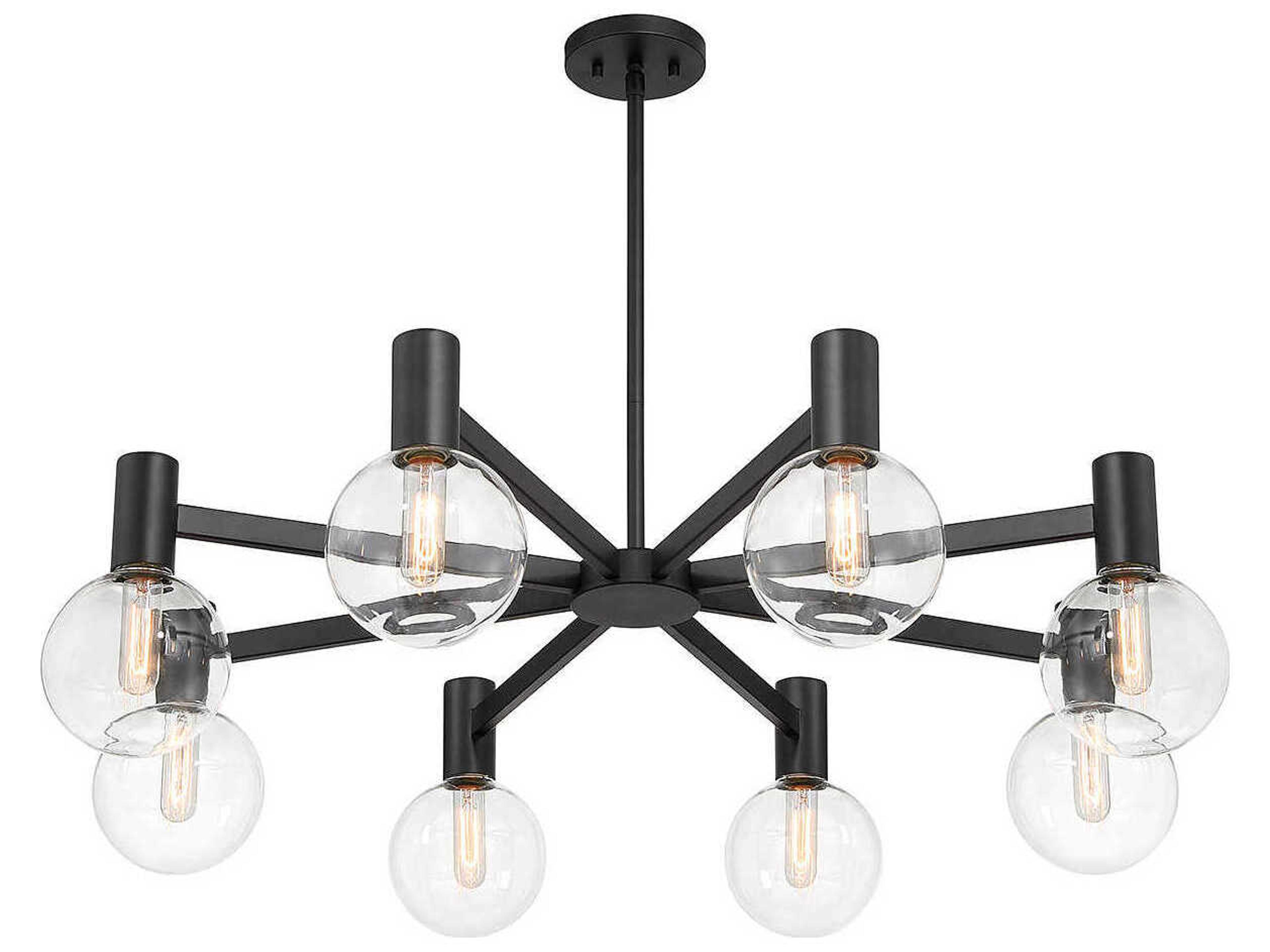 Savoy House Wright 8-Light Matte Black Glass Globe Chandelier