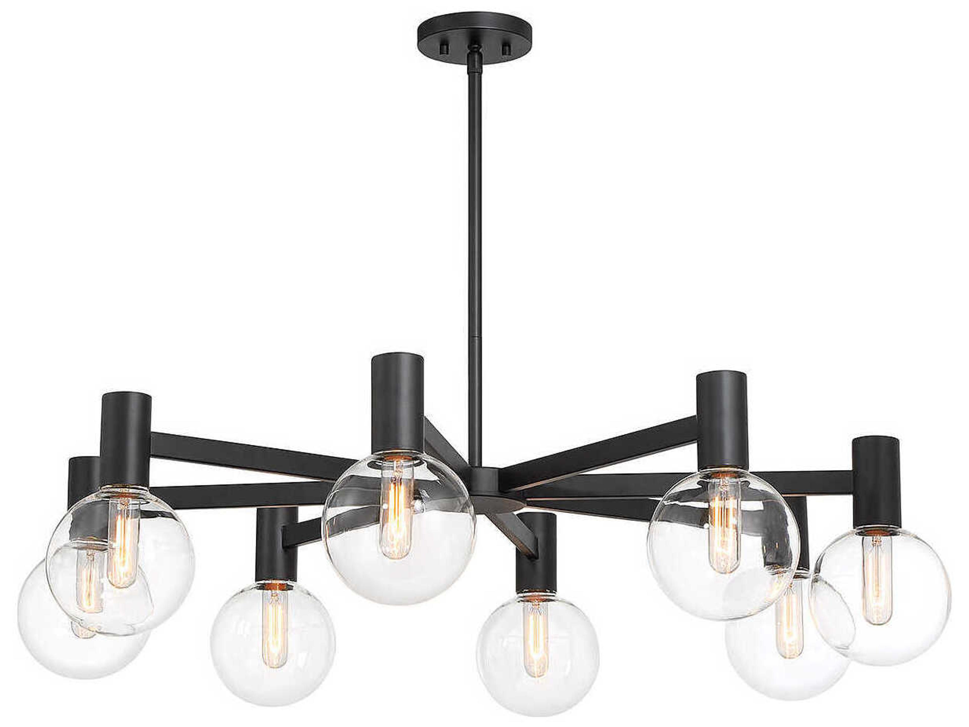 Savoy House Wright 8-Light Matte Black Glass Globe Chandelier