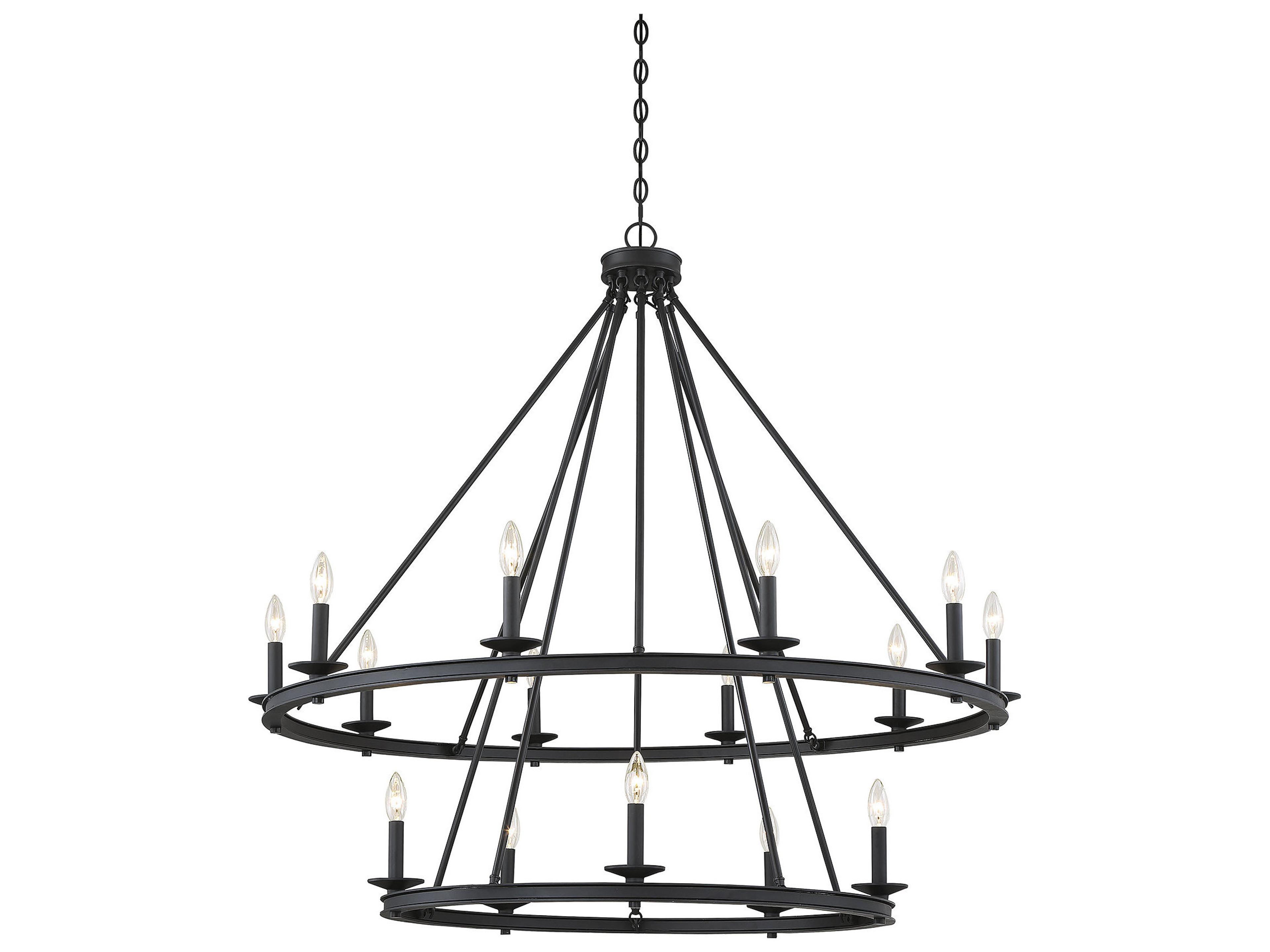 Savoy House Middleton 15-Light Matte Black Candelabra Tiered Chandelier