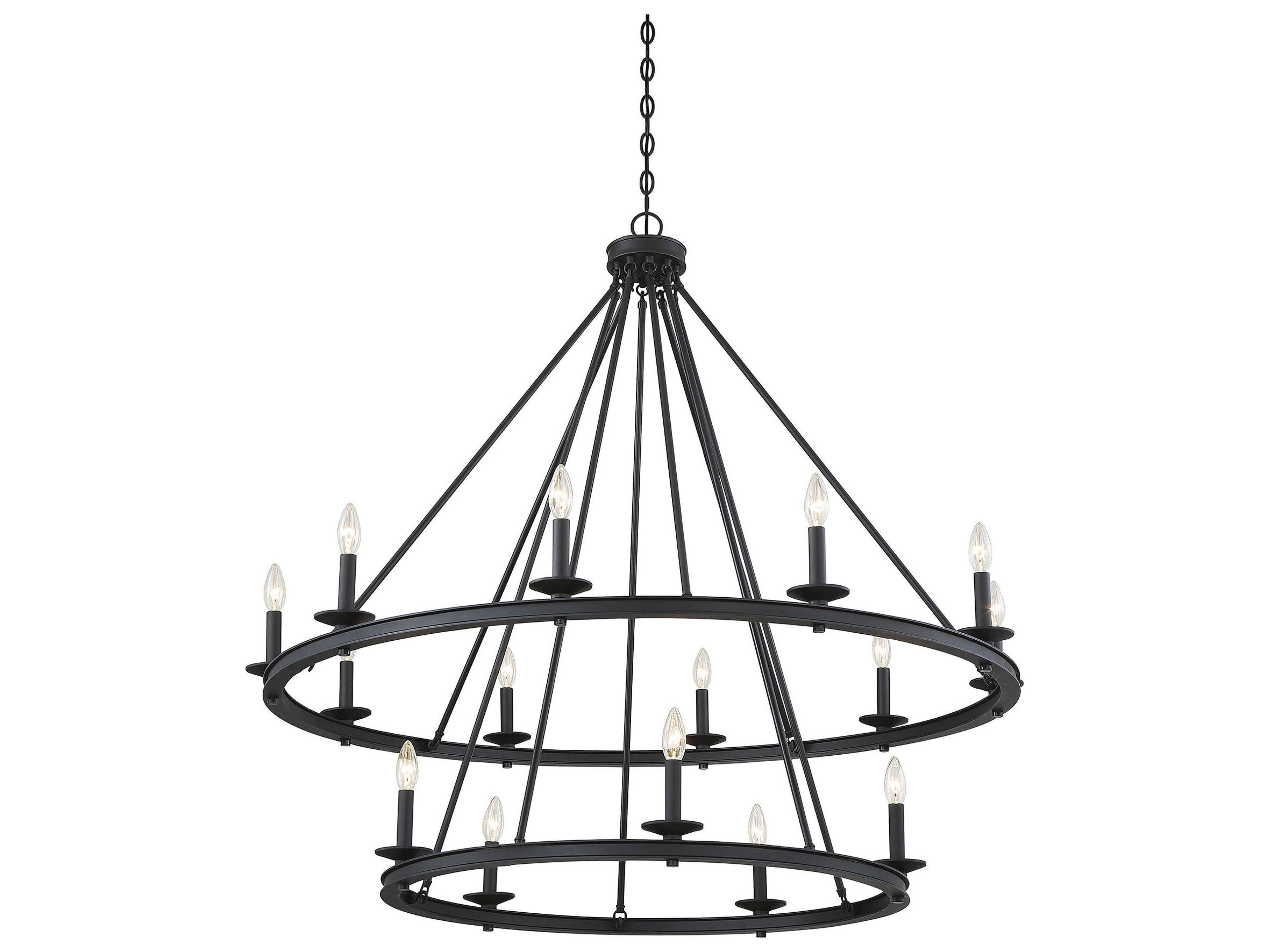 Savoy House Middleton 15-Light Matte Black Candelabra Tiered Chandelier