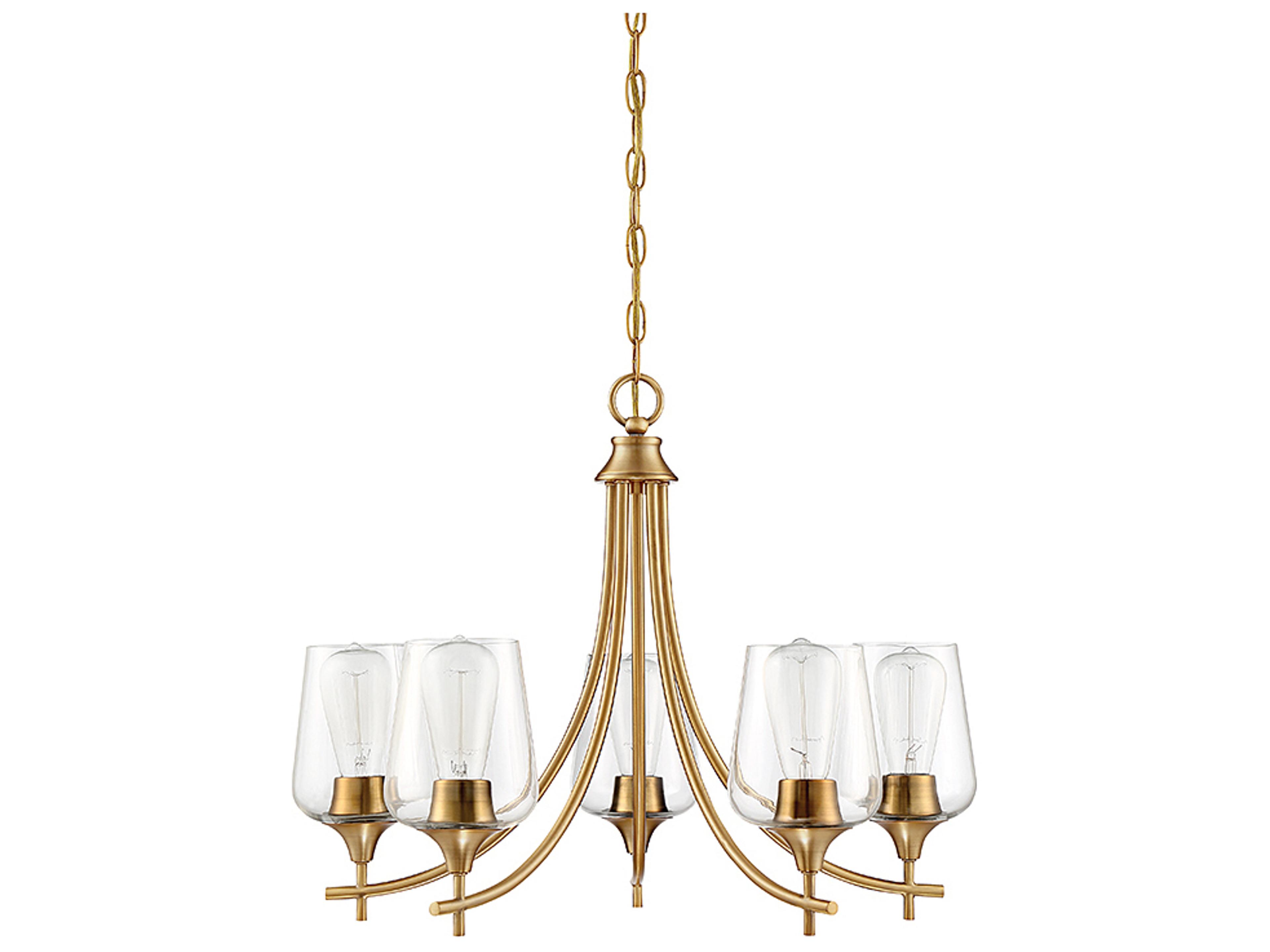 Savoy House Octave 5-Light Warm Brass Glass Chandelier