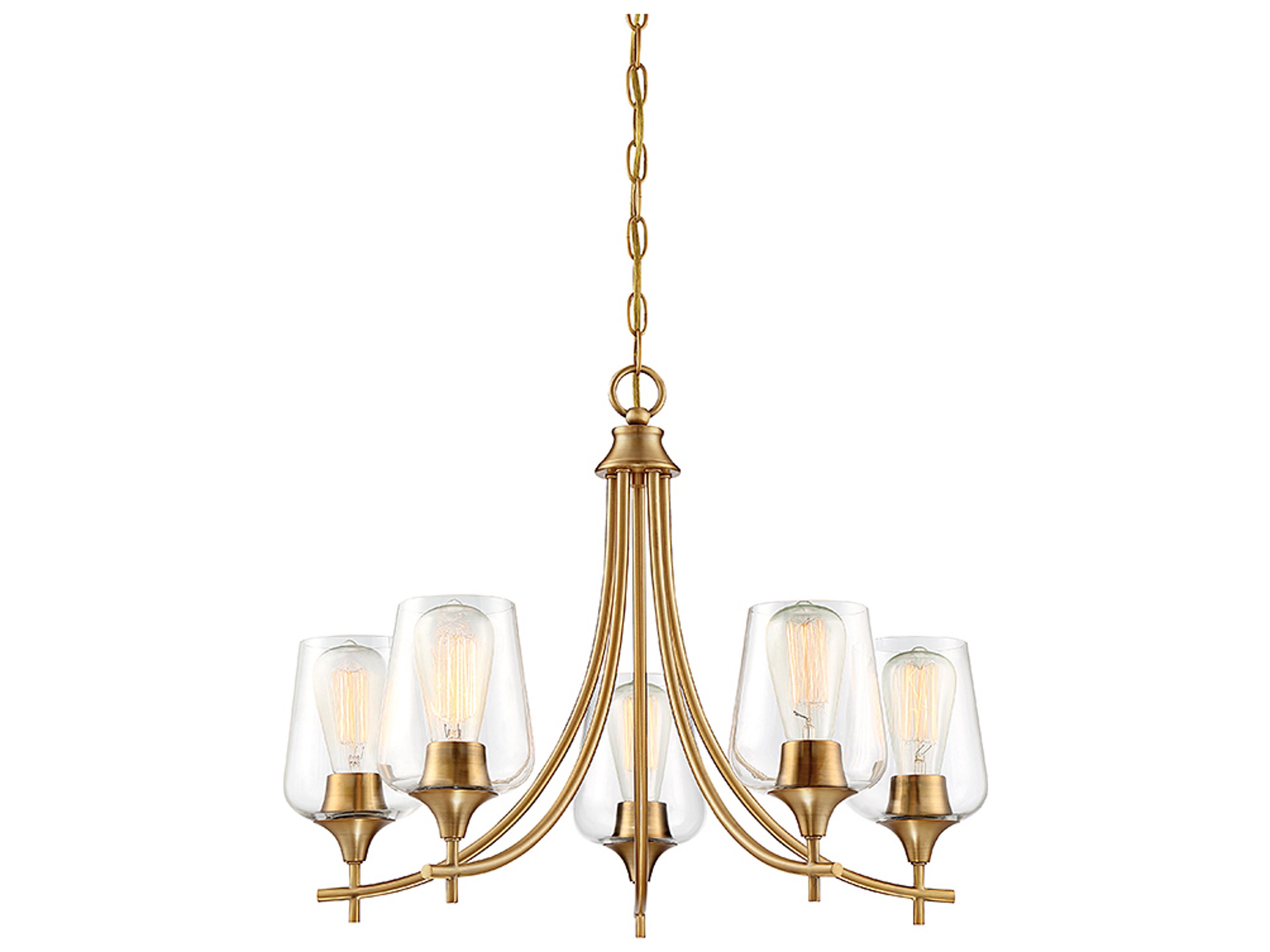 Savoy House Octave 5-Light Warm Brass Glass Chandelier