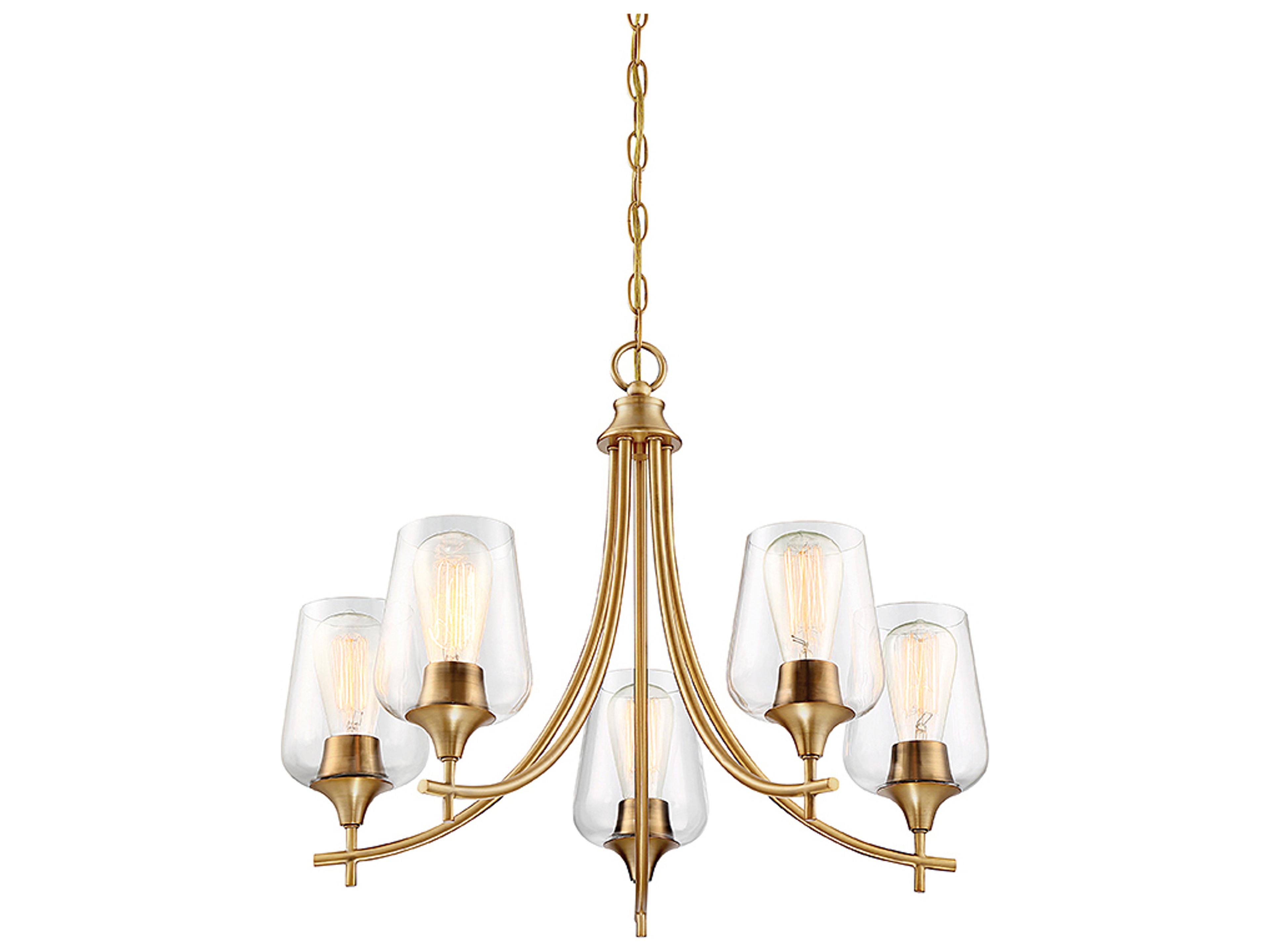 Savoy House Octave 5-Light Warm Brass Glass Chandelier