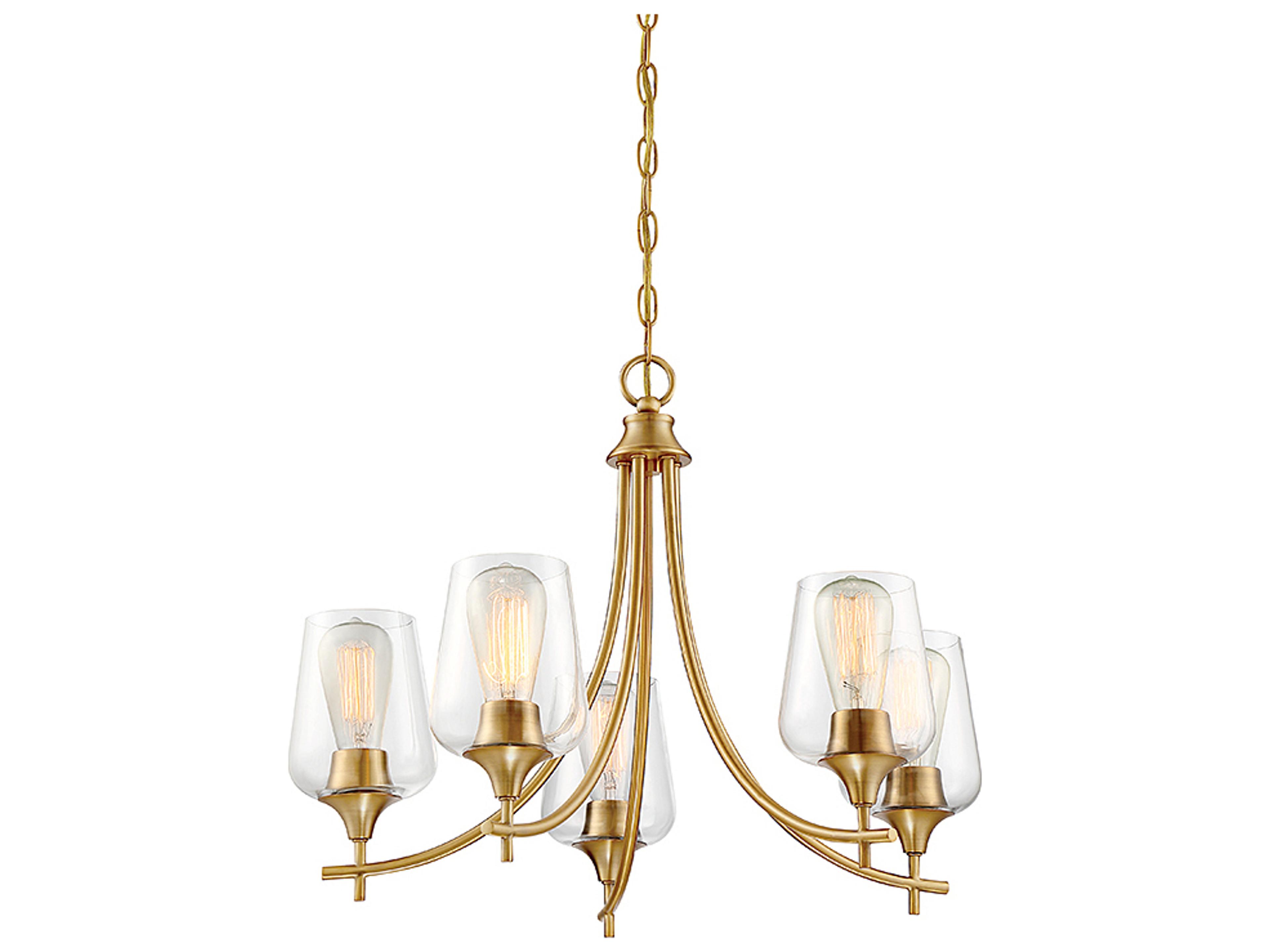 Savoy House Octave 5-Light Warm Brass Glass Chandelier