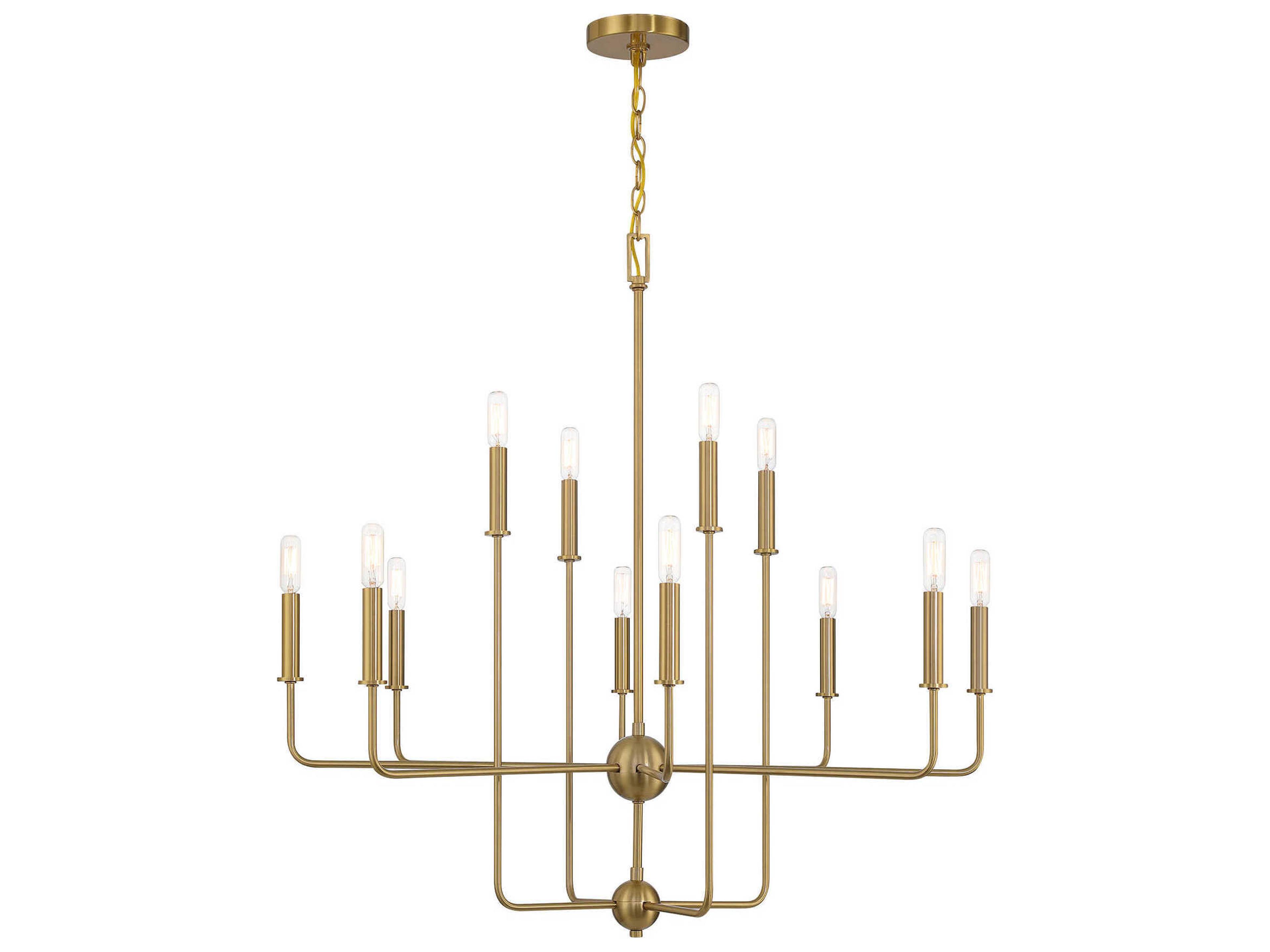 Avondale 12-Light Warm Brass Candelabra Chandelier