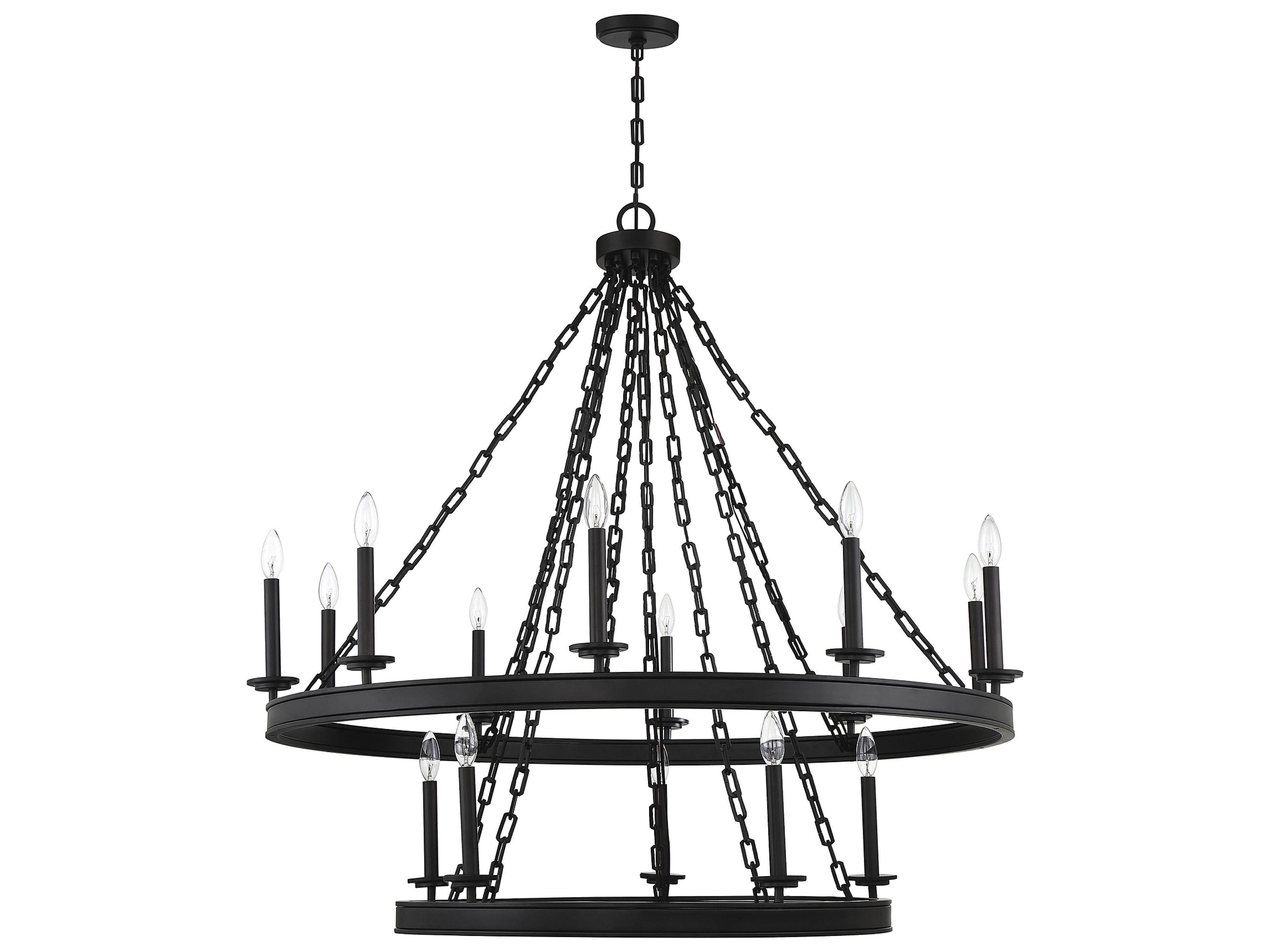 Savoy House Seville 15-Light Matte Black Candelabra Tiered Chandelier