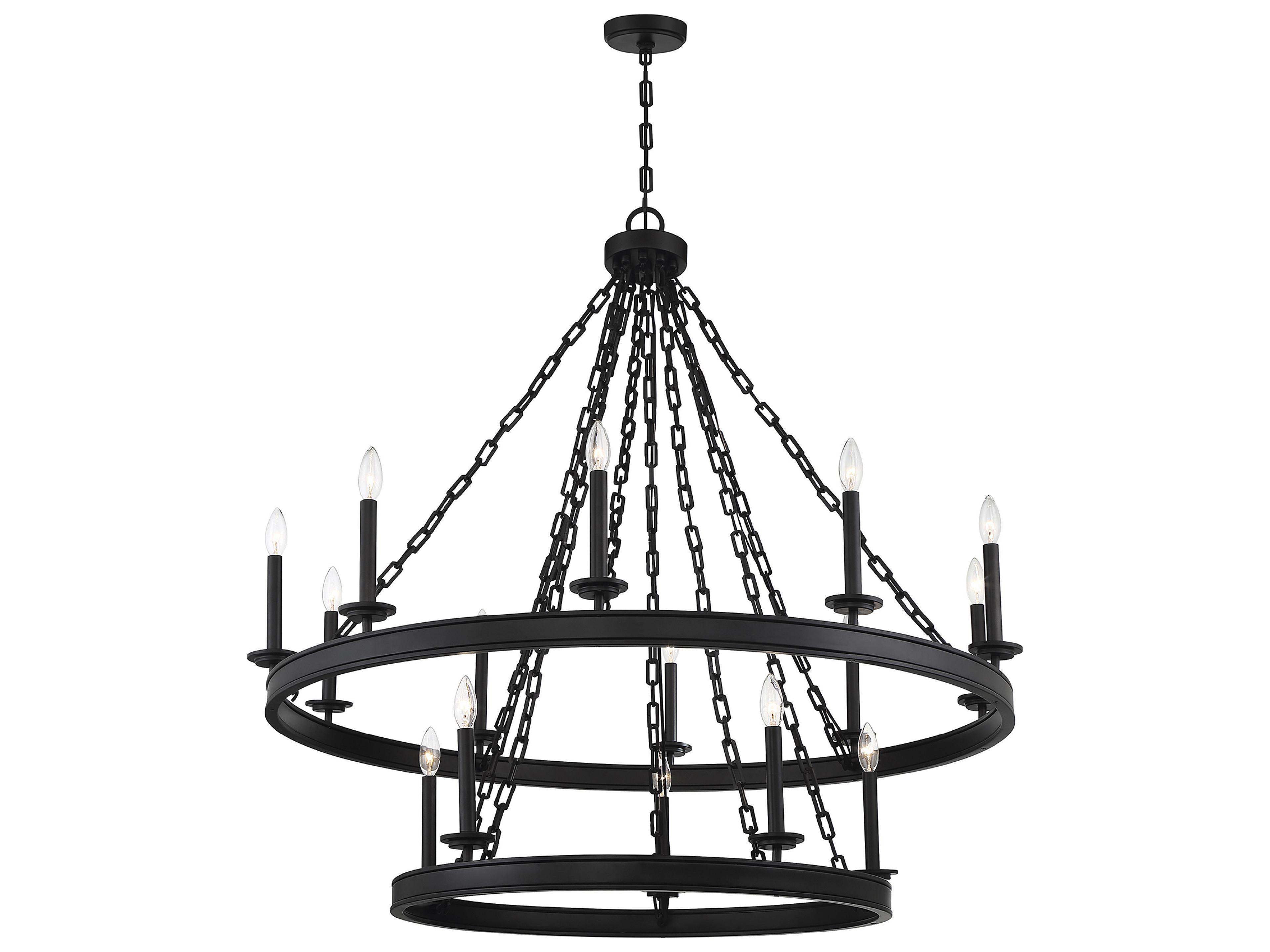 Savoy House Seville 15-Light Matte Black Candelabra Tiered Chandelier