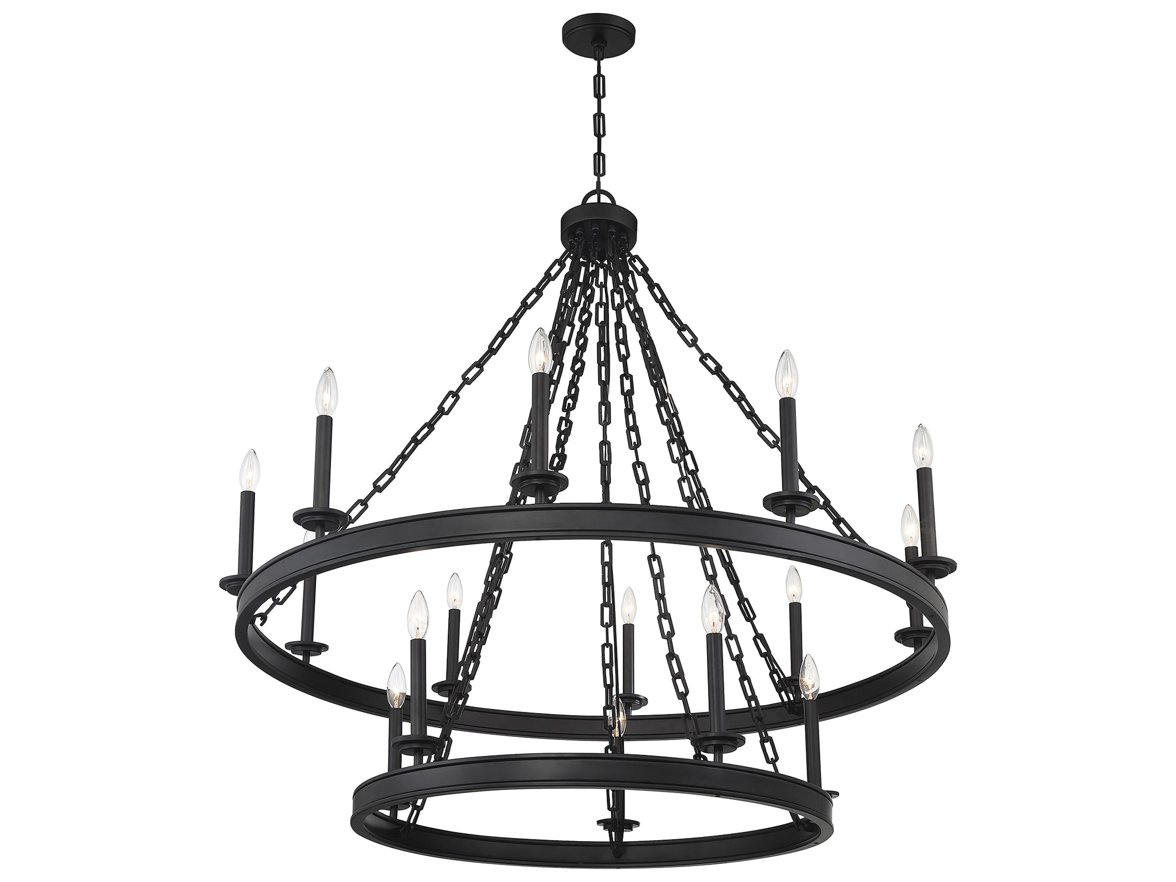 Savoy House Seville 15-Light Matte Black Candelabra Tiered Chandelier