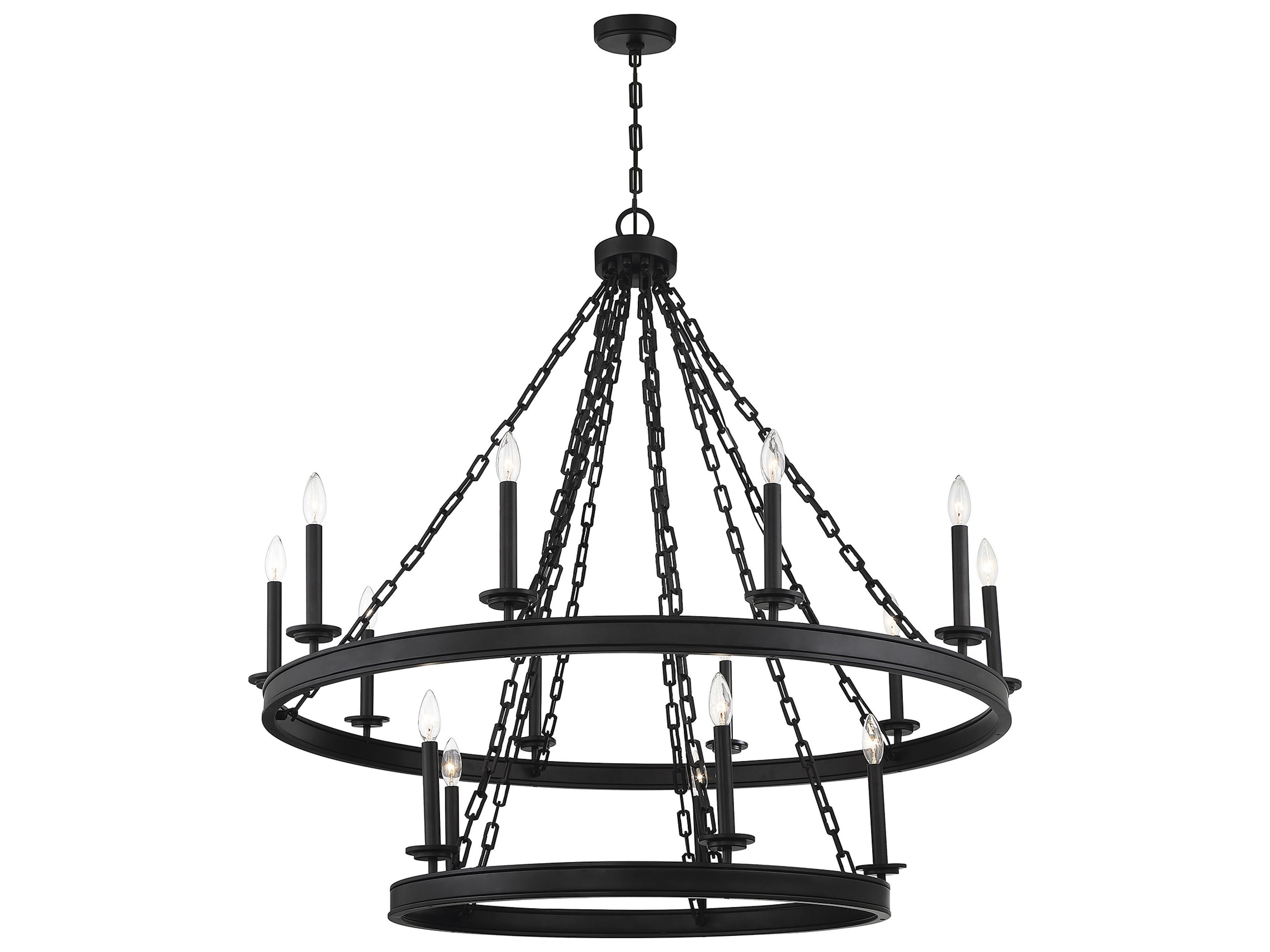 Savoy House Seville 15-Light Matte Black Candelabra Tiered Chandelier