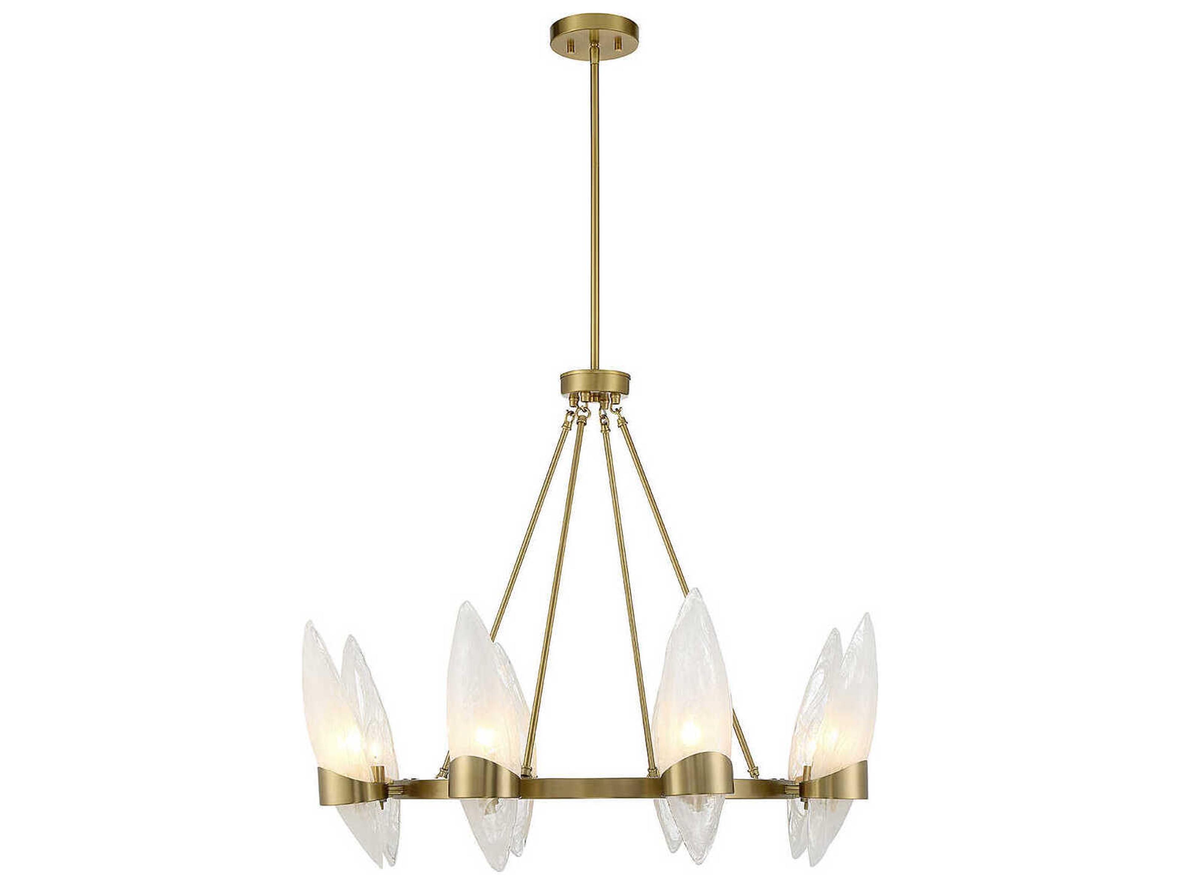 Nouvel 8-Light Warm Brass Glass Chandelier