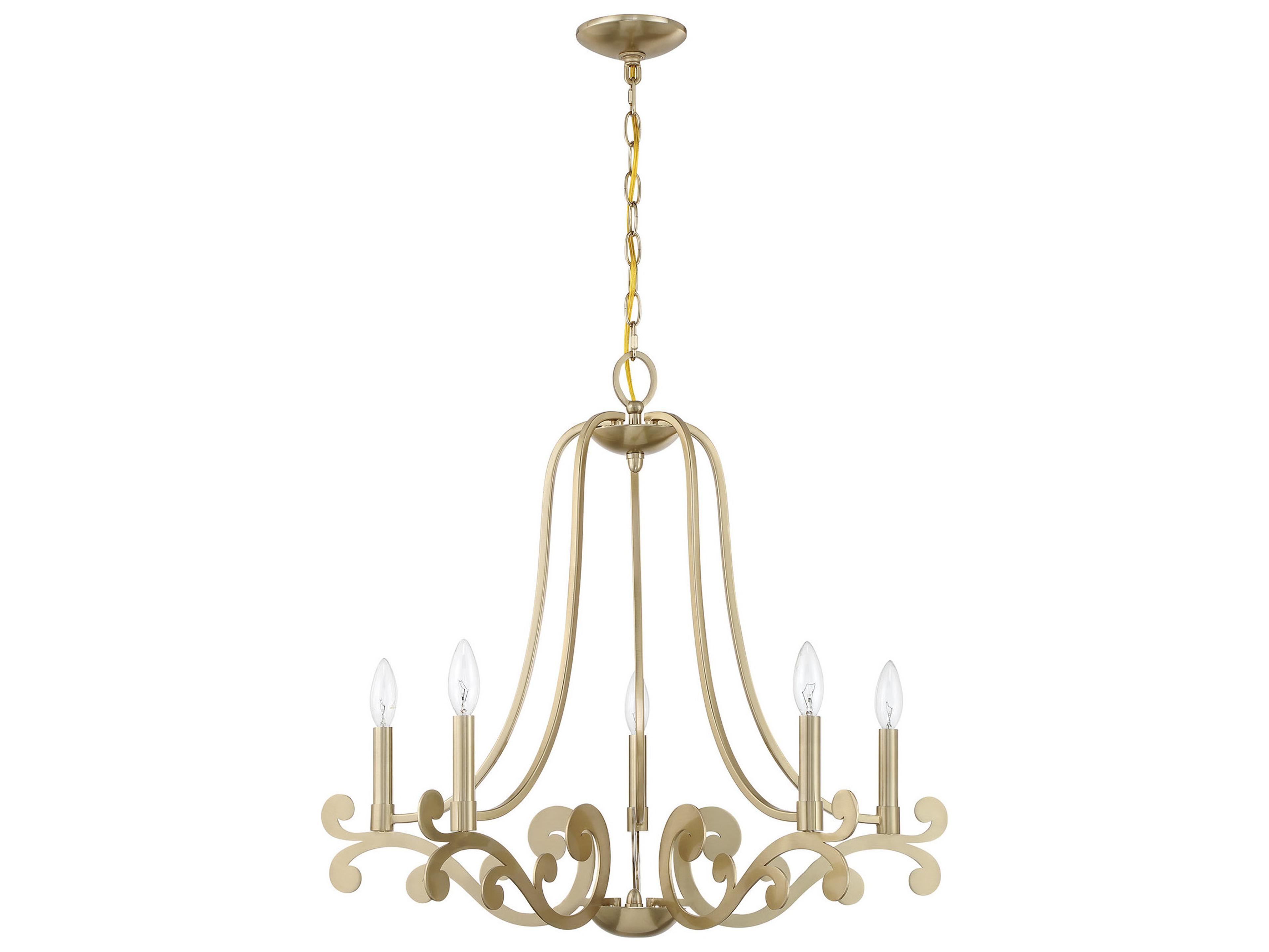 Savoy House Lombard 5-Light Noble Brass Candelabra Chandelier