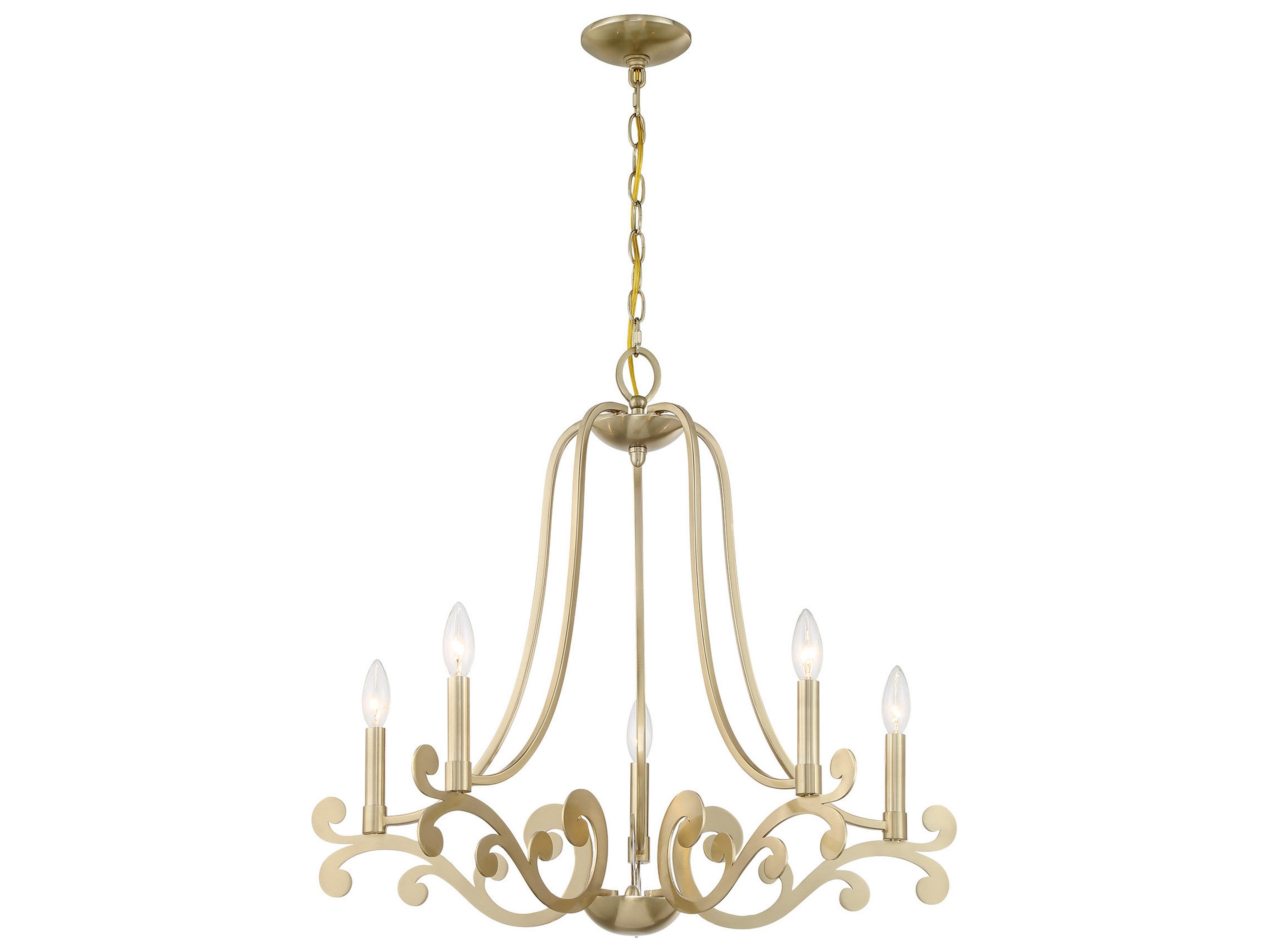 Savoy House Lombard 5-Light Noble Brass Candelabra Chandelier