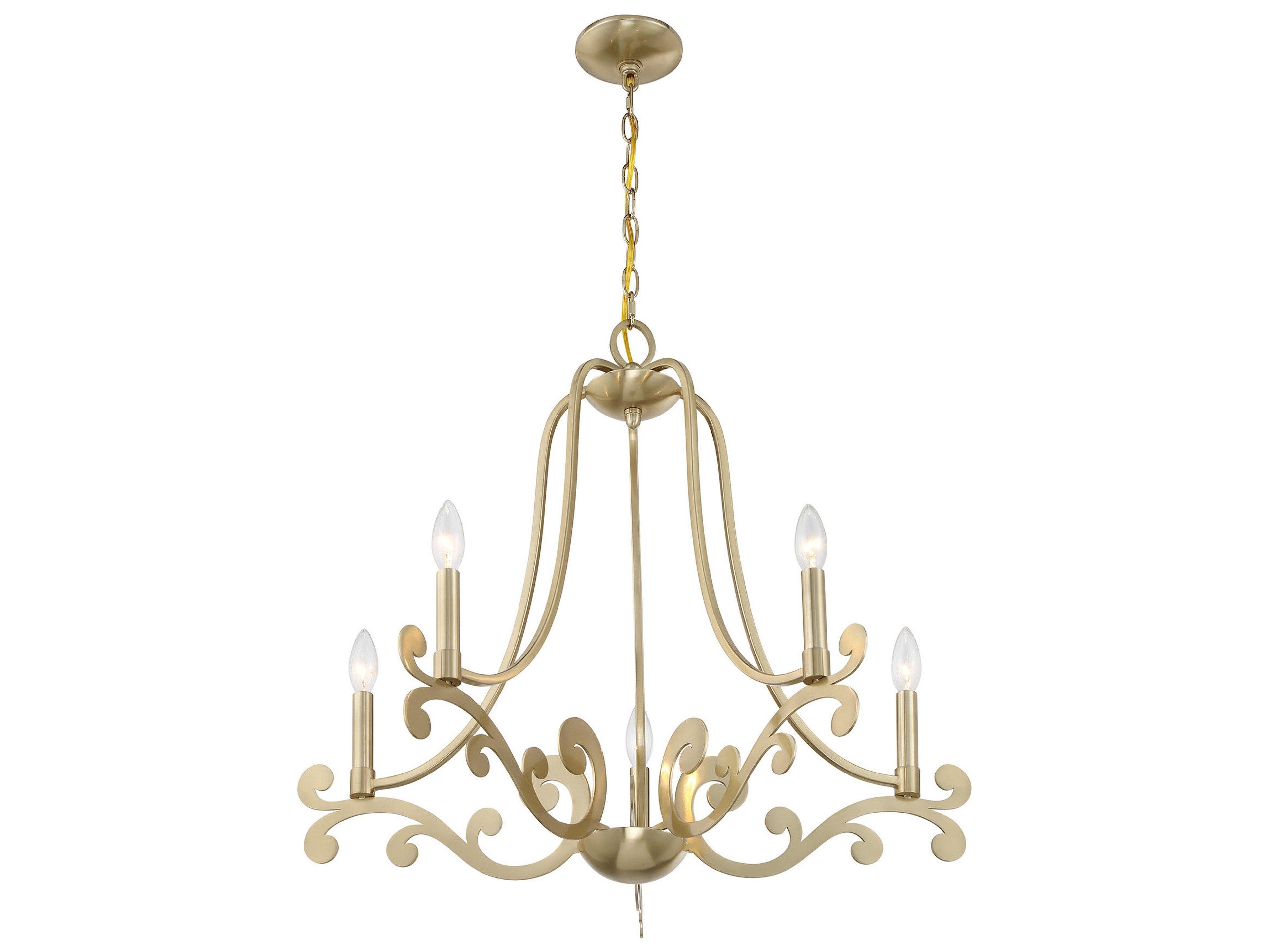 Savoy House Lombard 5-Light Noble Brass Candelabra Chandelier