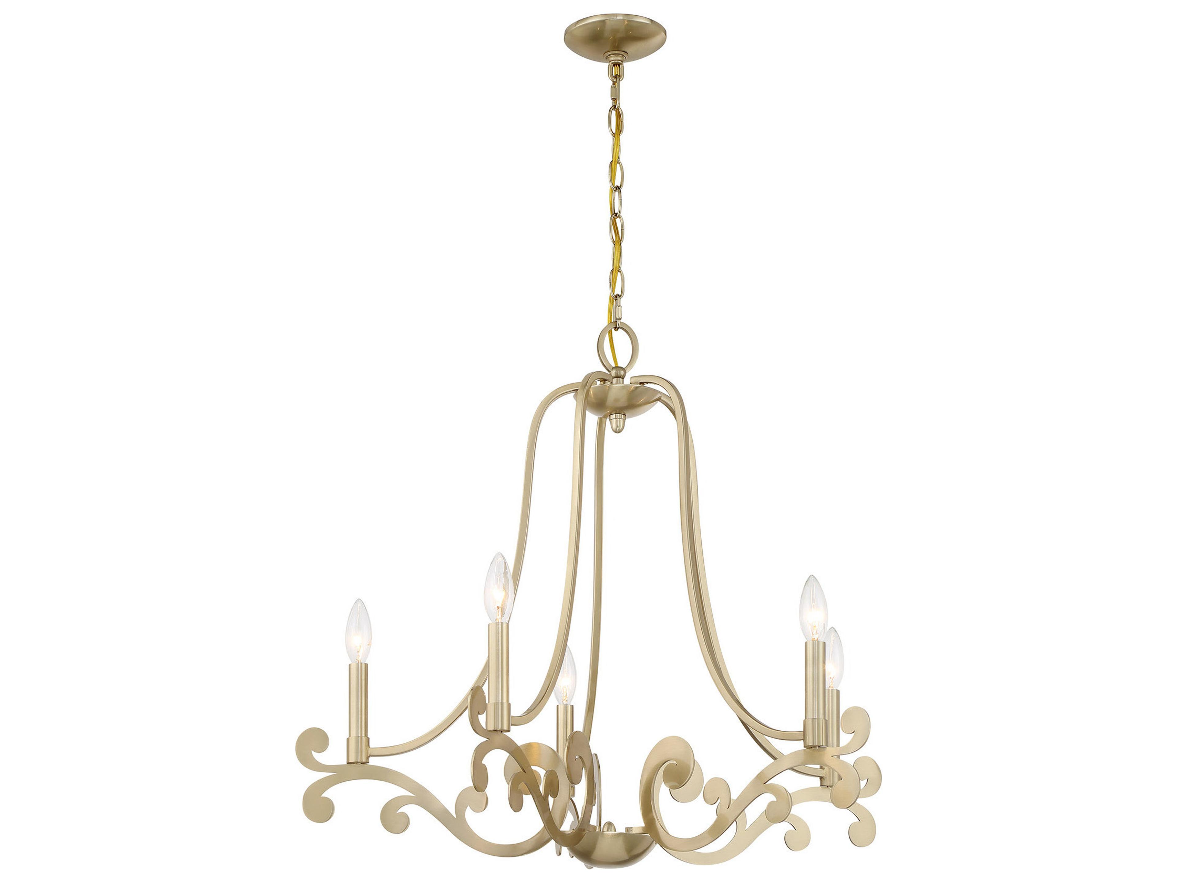 Savoy House Lombard 5-Light Noble Brass Candelabra Chandelier
