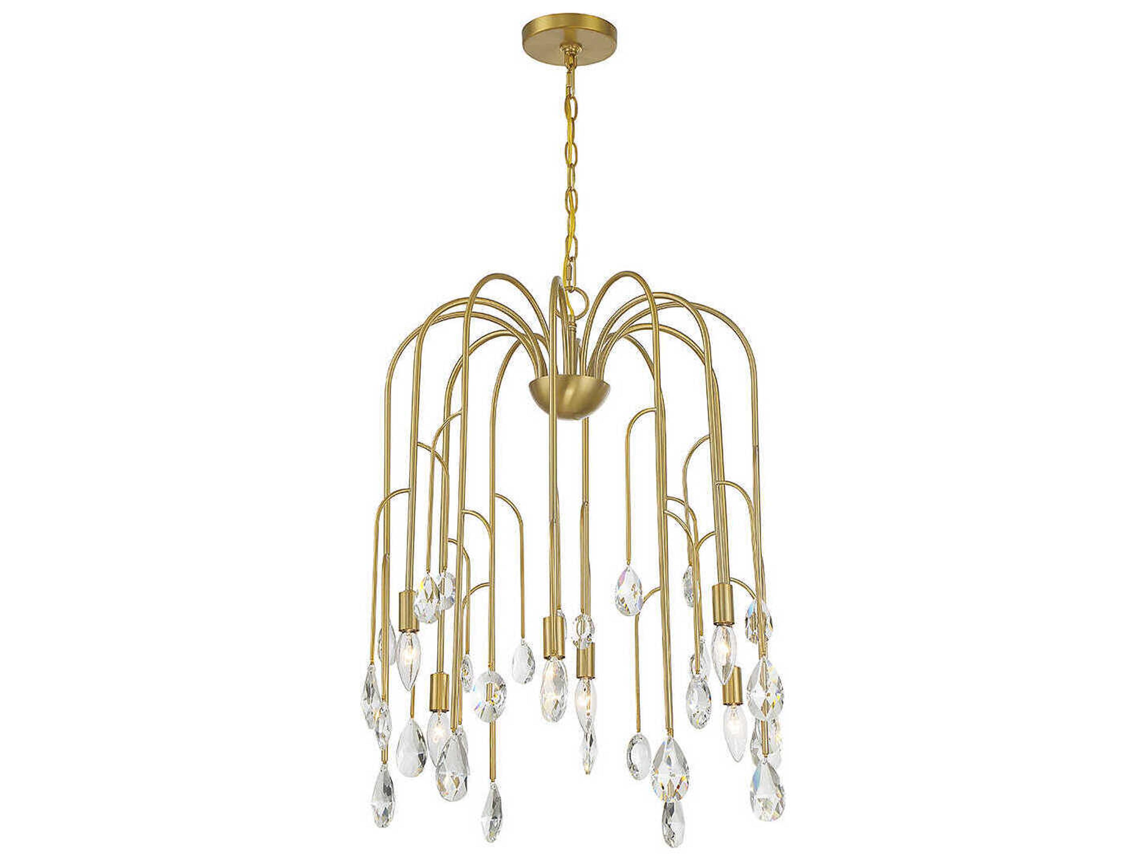 Savoy House Anholt 6-Light Noble Brass Crystal Chandelier