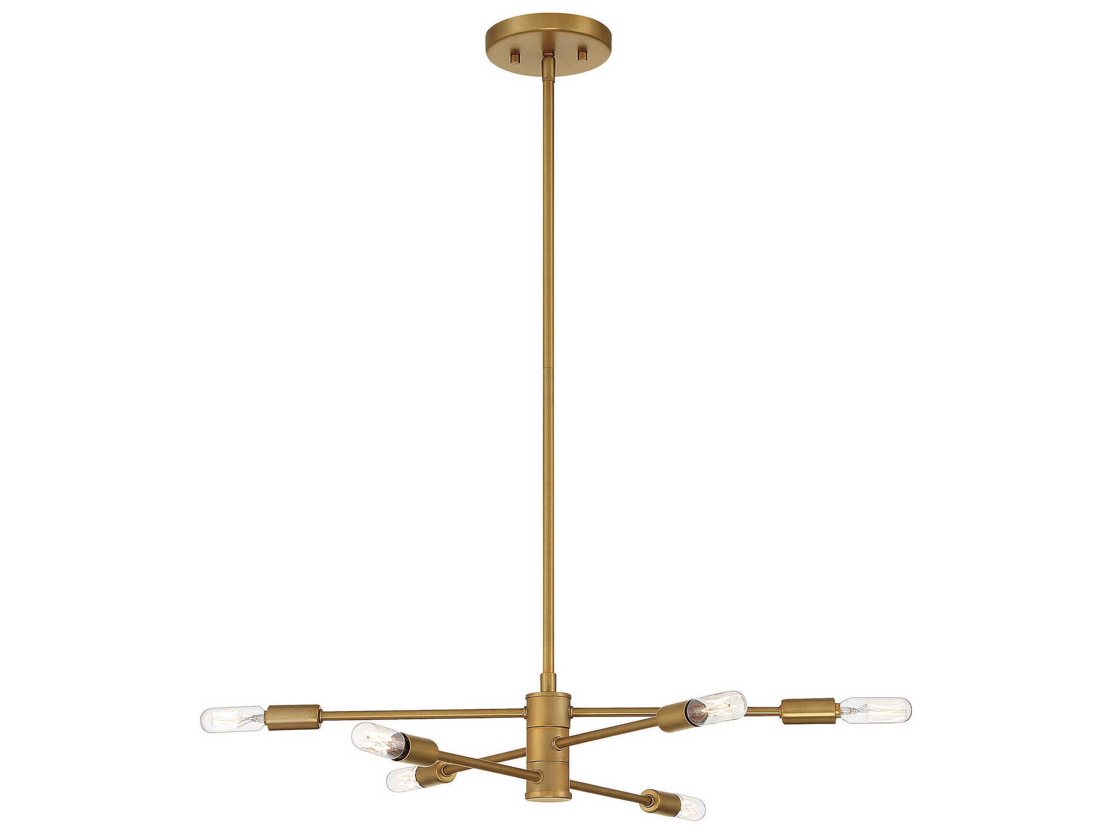 Savoy House Lyrique 6-Light Warm Brass Linear Sputnik Tiered Chandelier