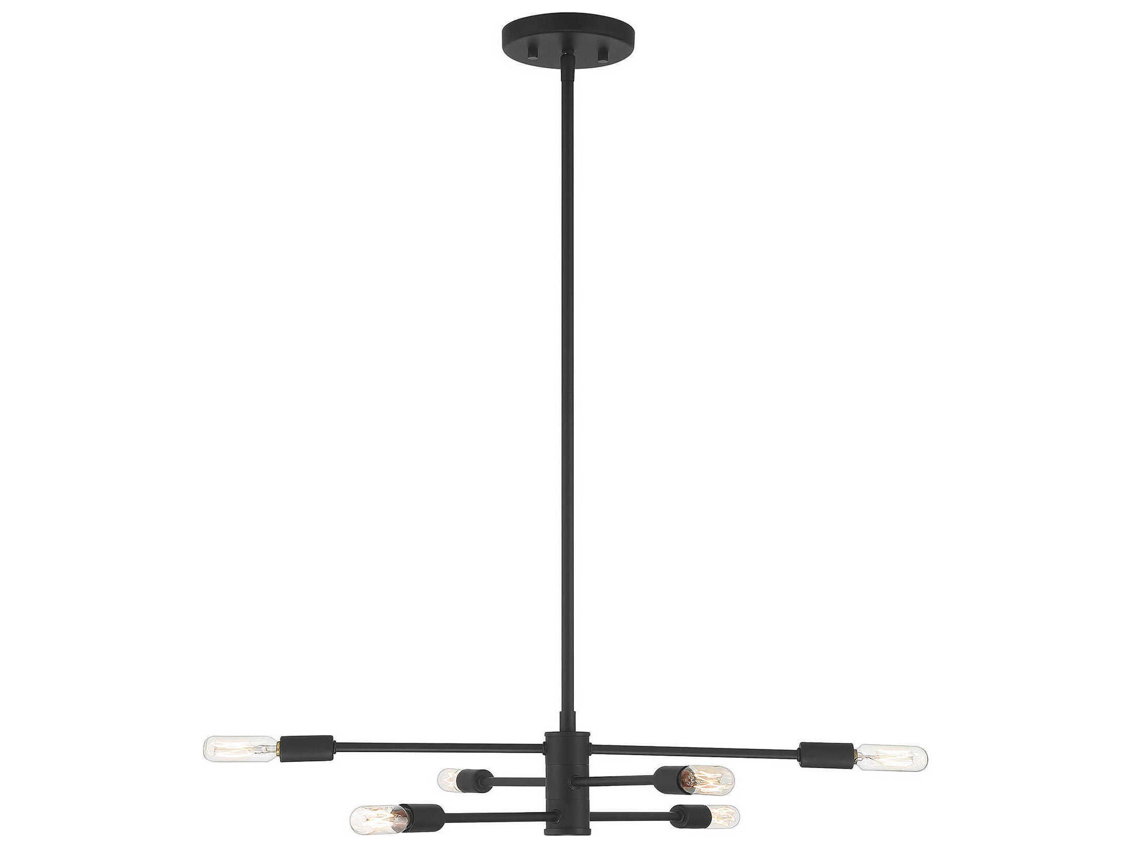 Lyrique 6-Light Matte Black Linear Sputnik Tiered Chandelier