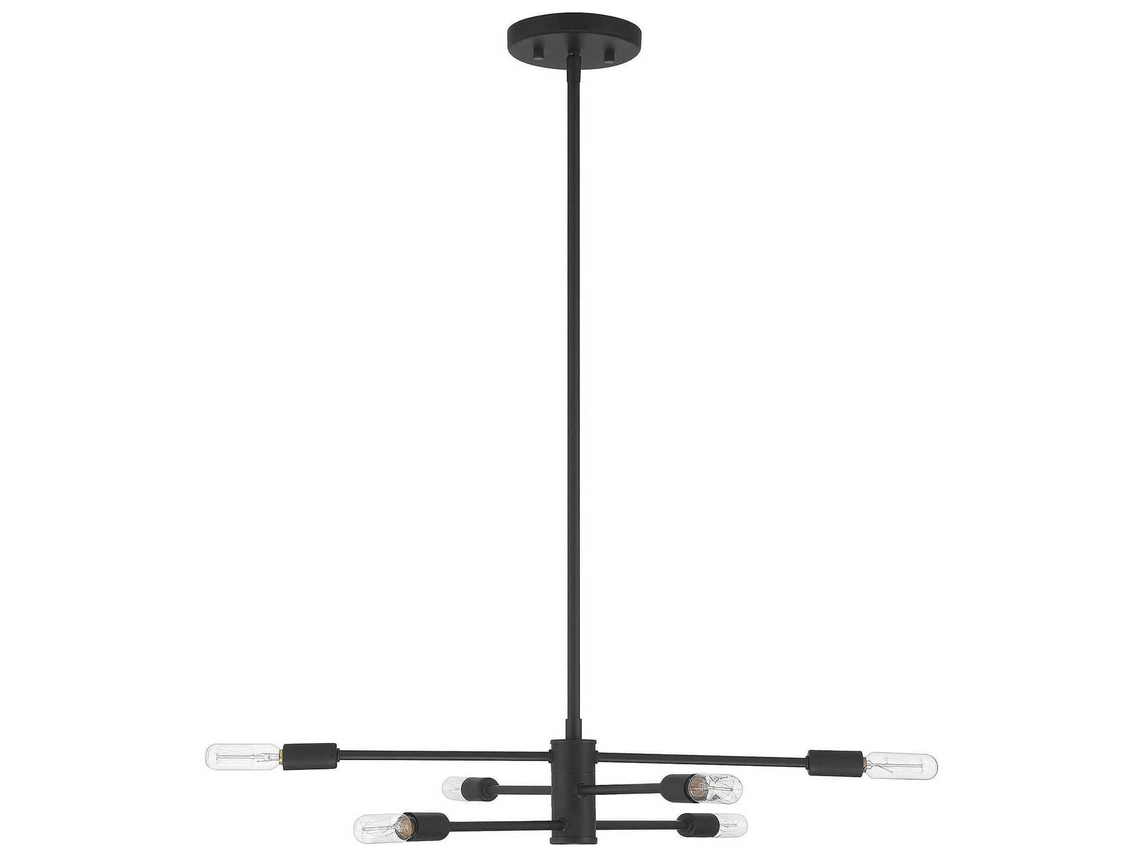 Savoy House Lyrique 6-Light Matte Black Linear Sputnik Tiered Chandelier