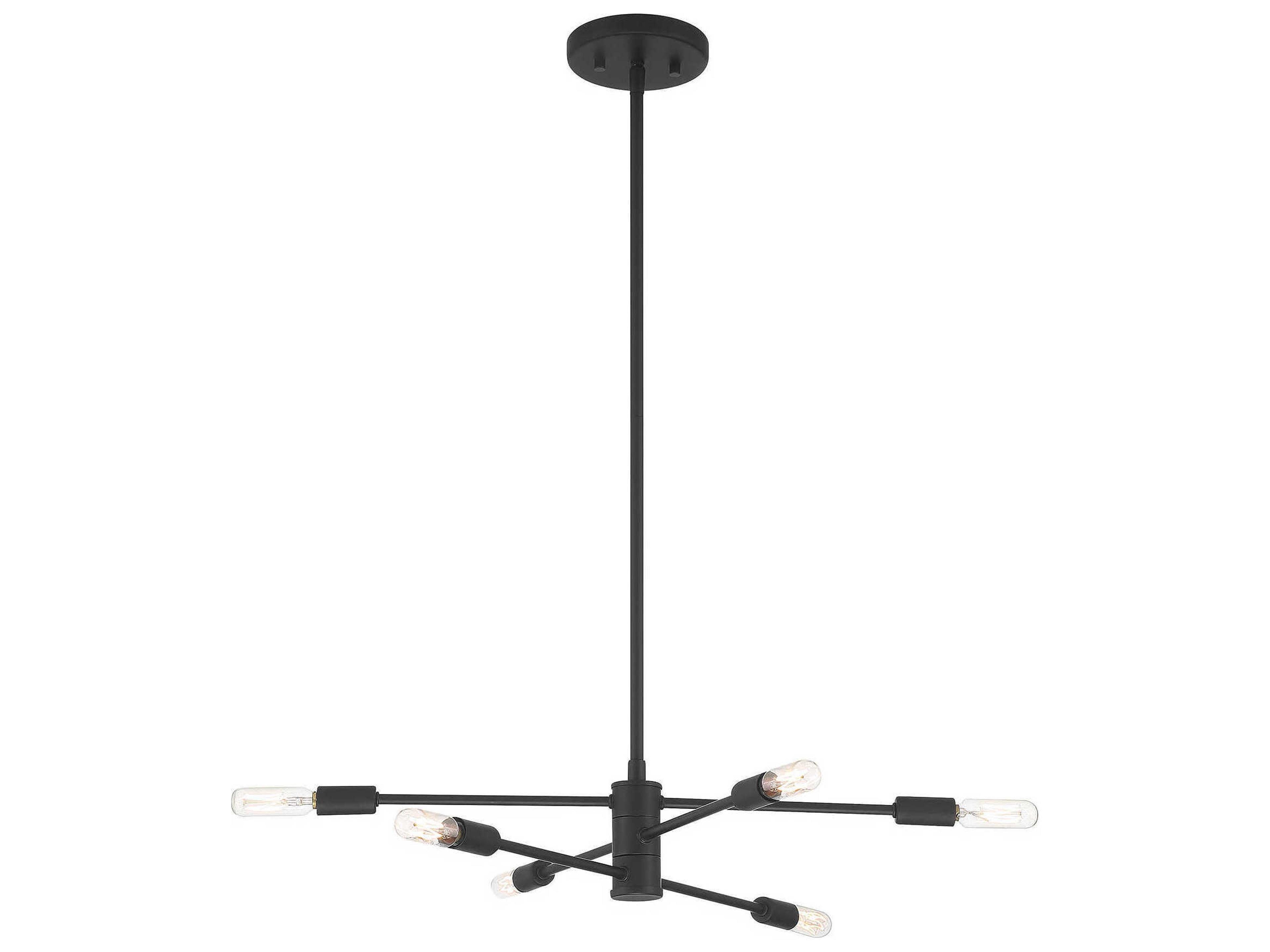 Savoy House Lyrique 6-Light Matte Black Linear Sputnik Tiered Chandelier