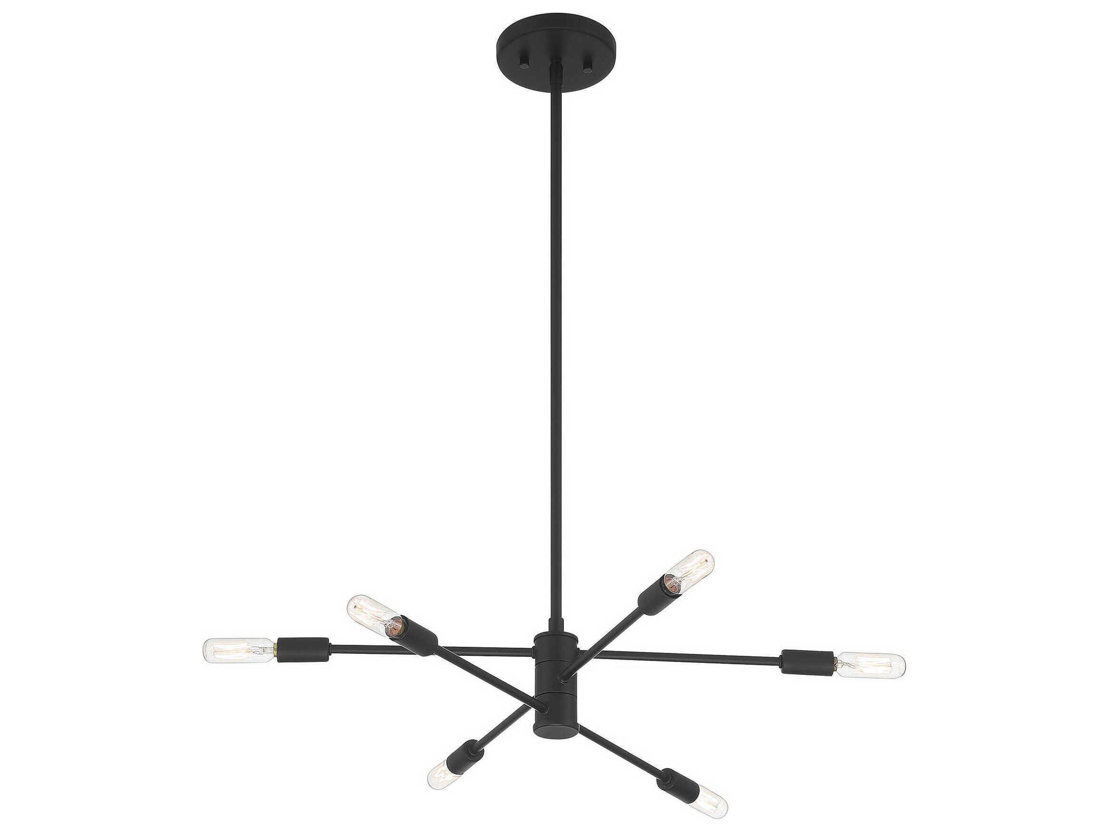 Savoy House Lyrique 6-Light Matte Black Linear Sputnik Tiered Chandelier