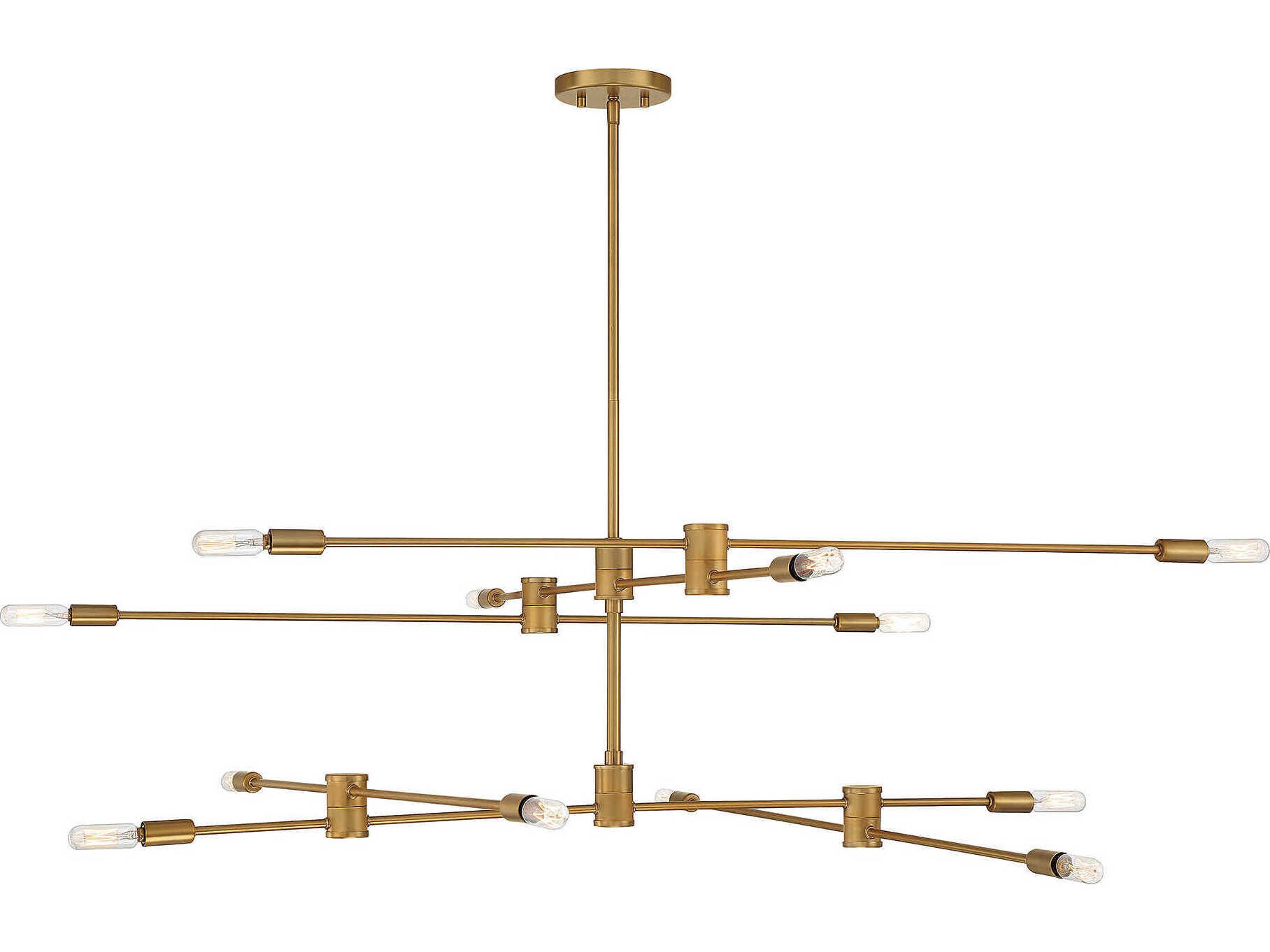 Savoy House Lyrique 12-Light Warm Brass Linear Sputnik Tiered Chandelier
